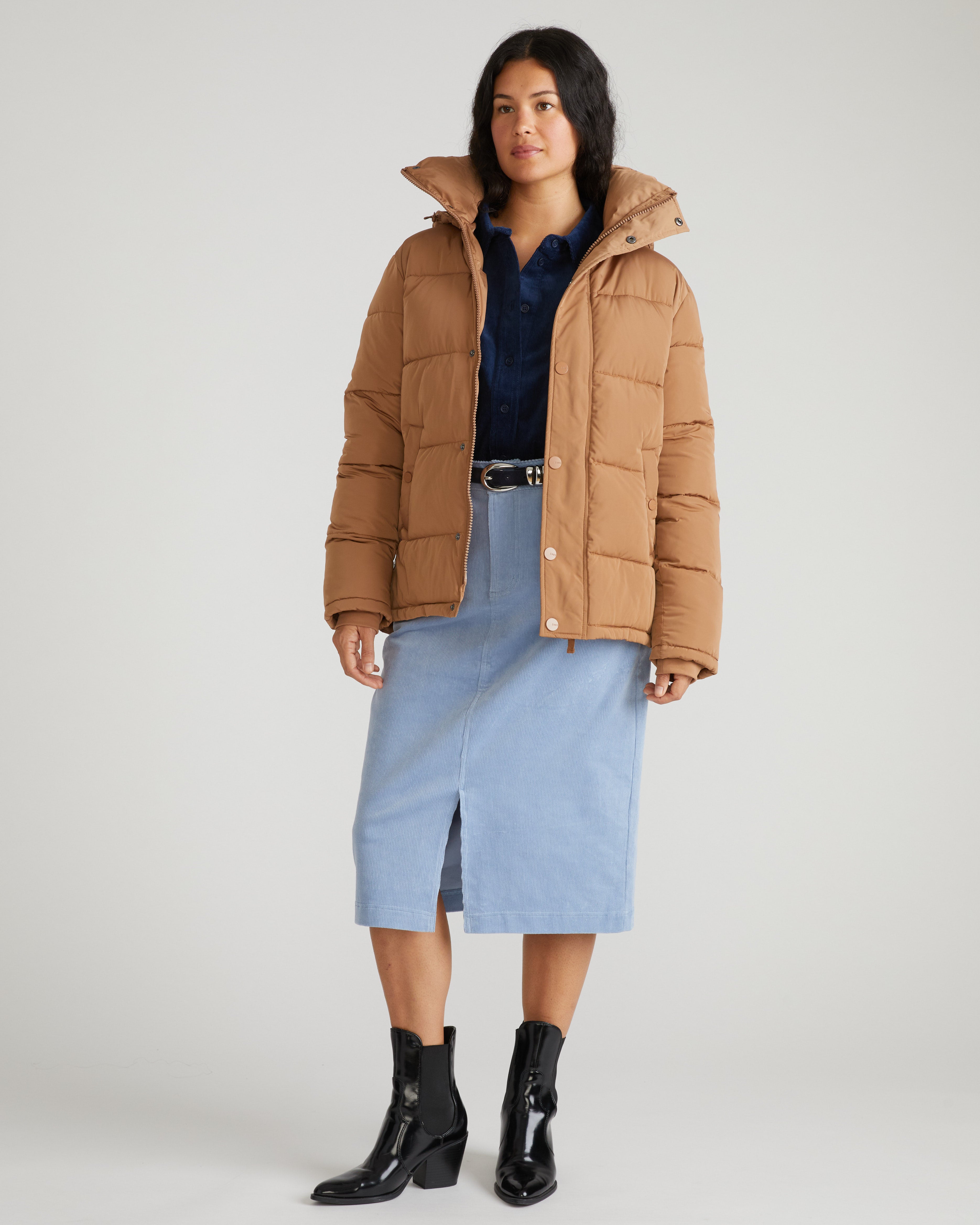 Rainier Short Hooded Puffer - Classic Camel