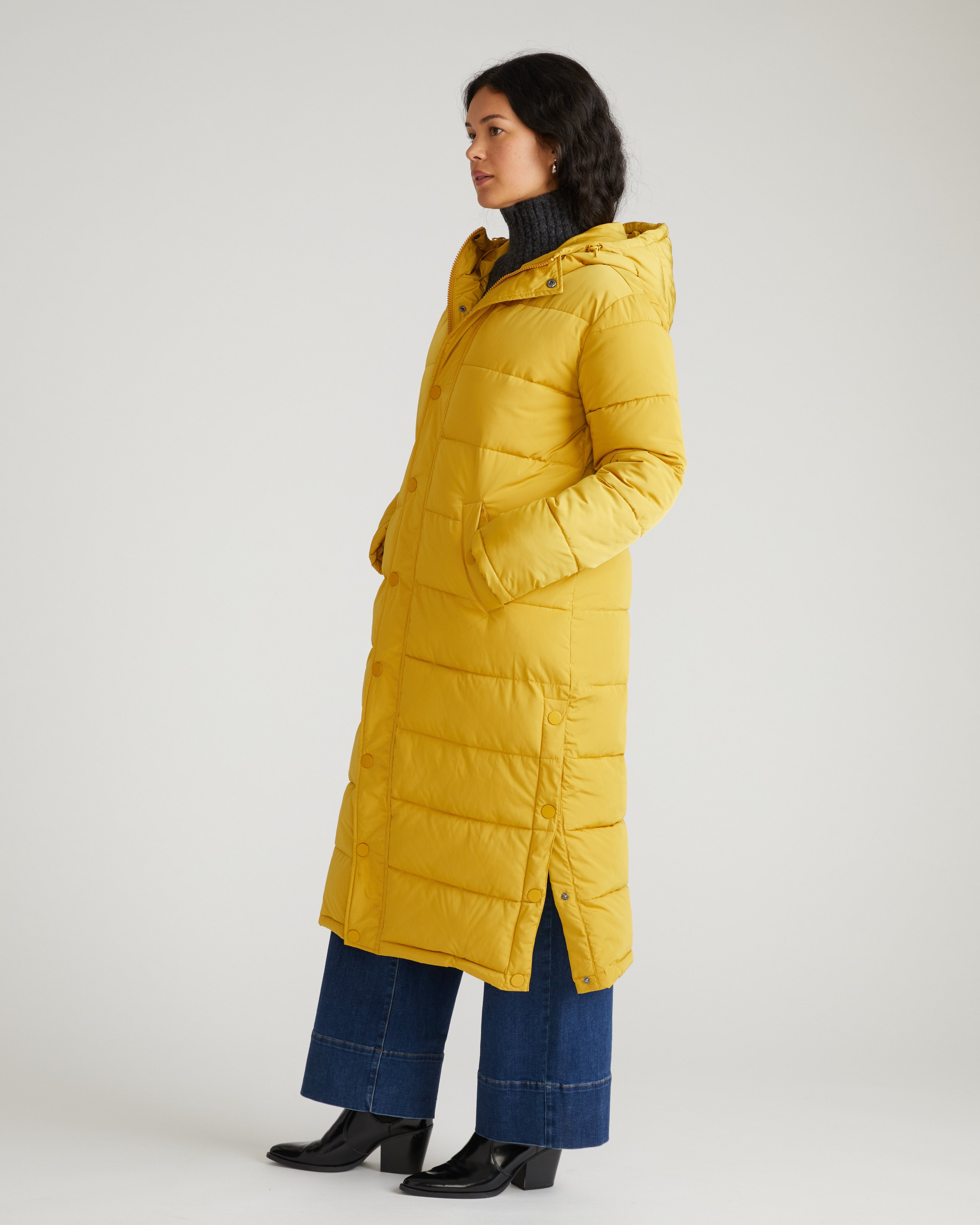 Everest Long Hooded Puffer 2 - Mustard