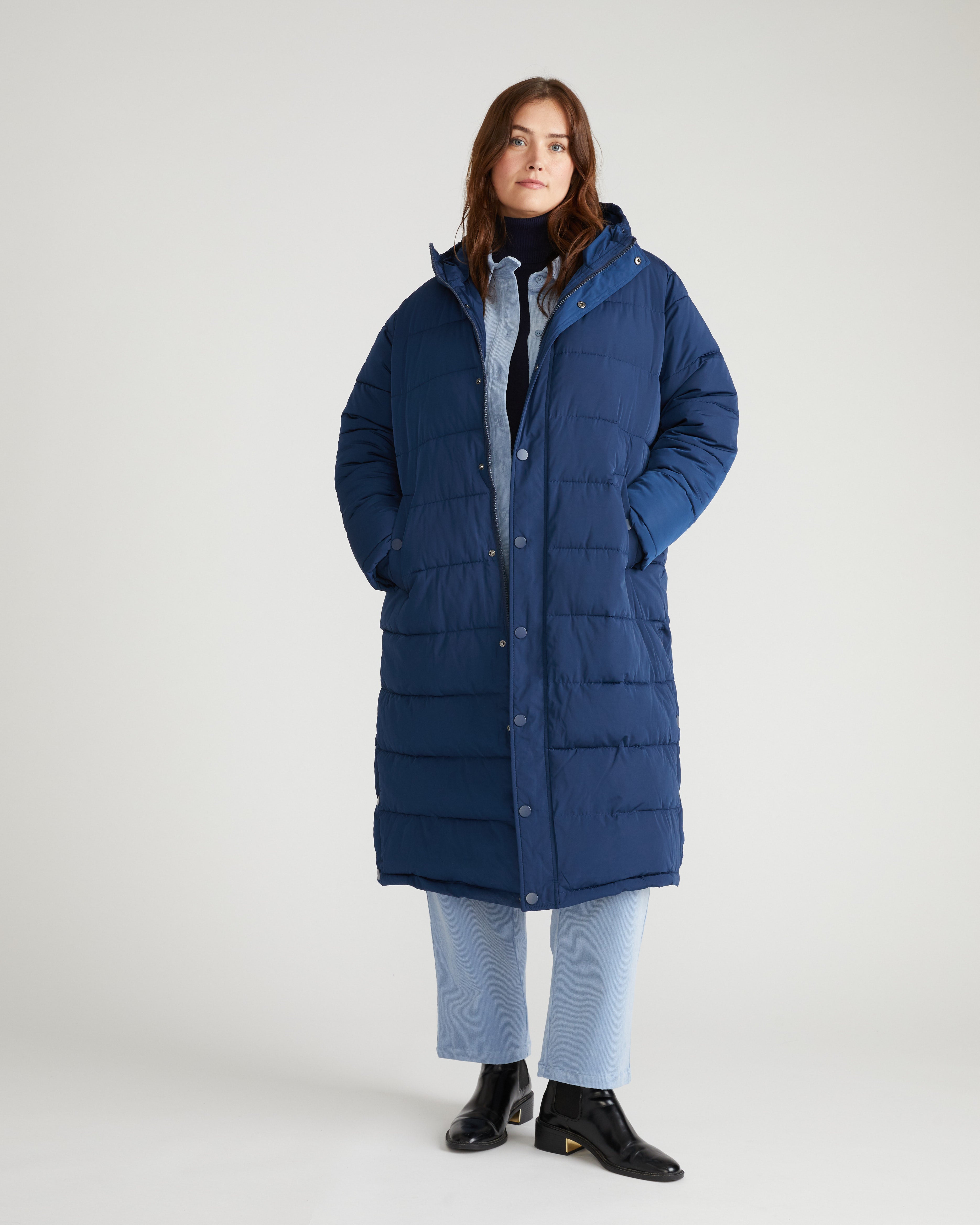 Everest Long Hooded Puffer 2 - Pageant Blue