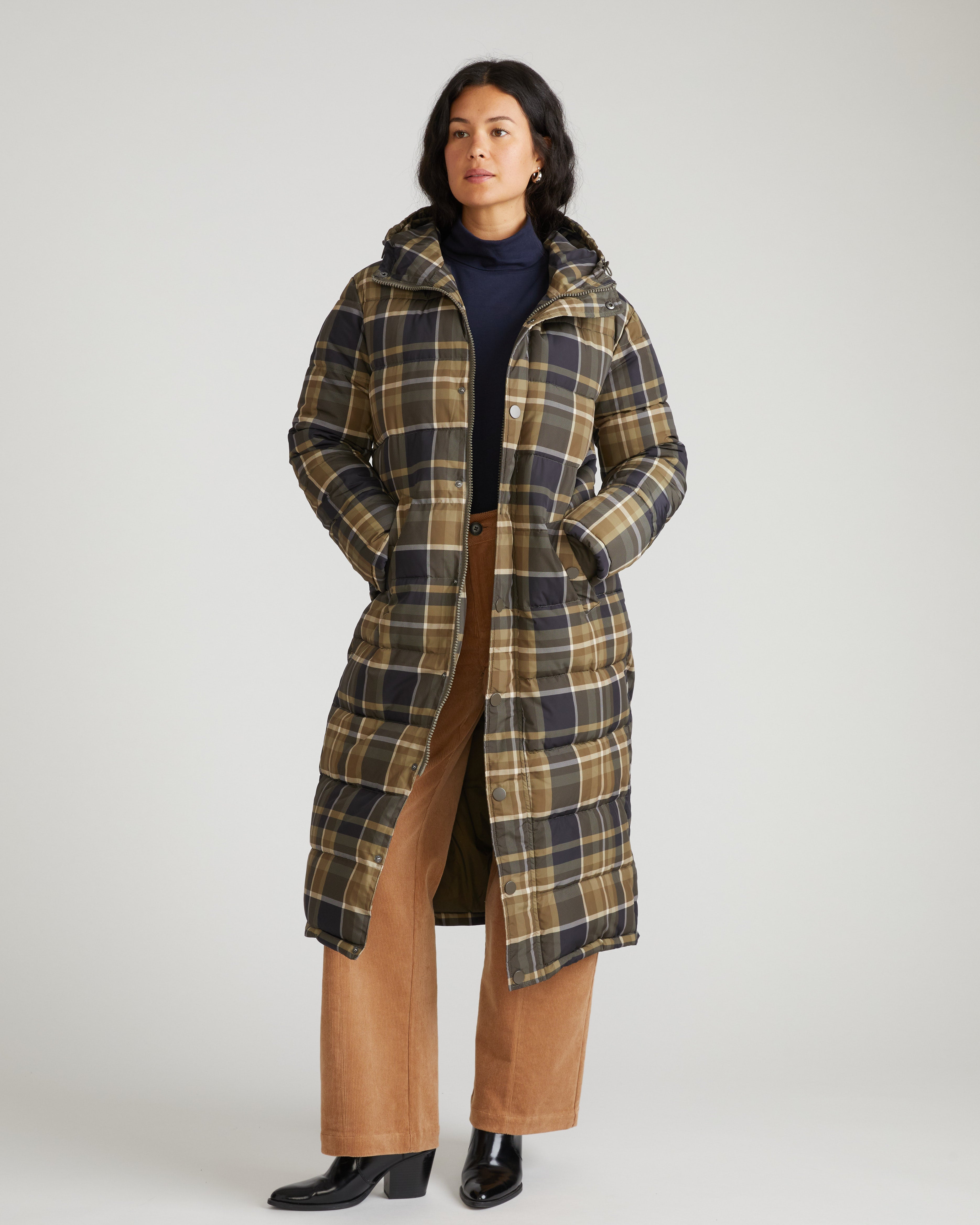 Everest Long Hooded Puffer 2 - Scottish Breakfast Plaid