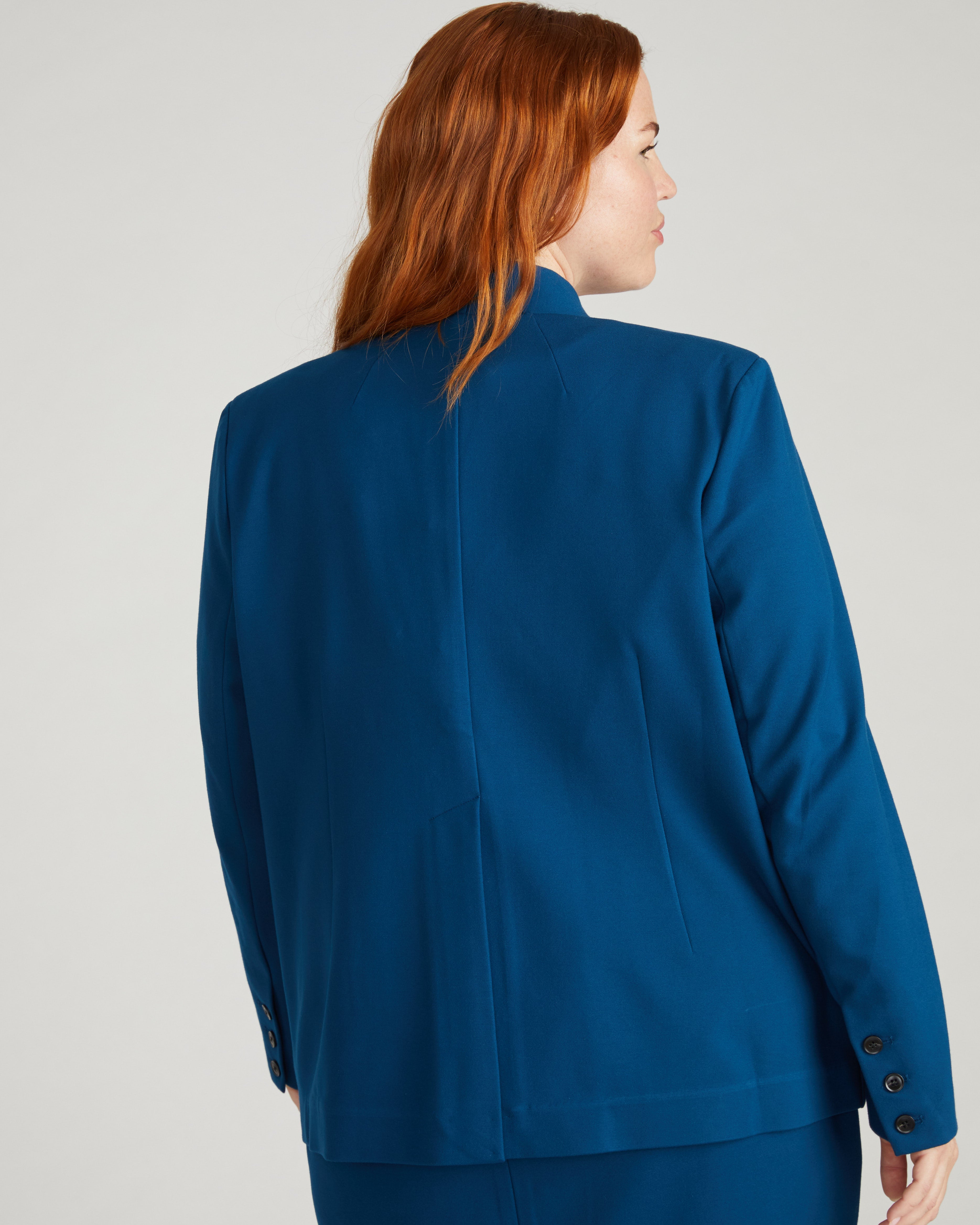 Lennox Collarless Ponte Blazer - Deep Teal