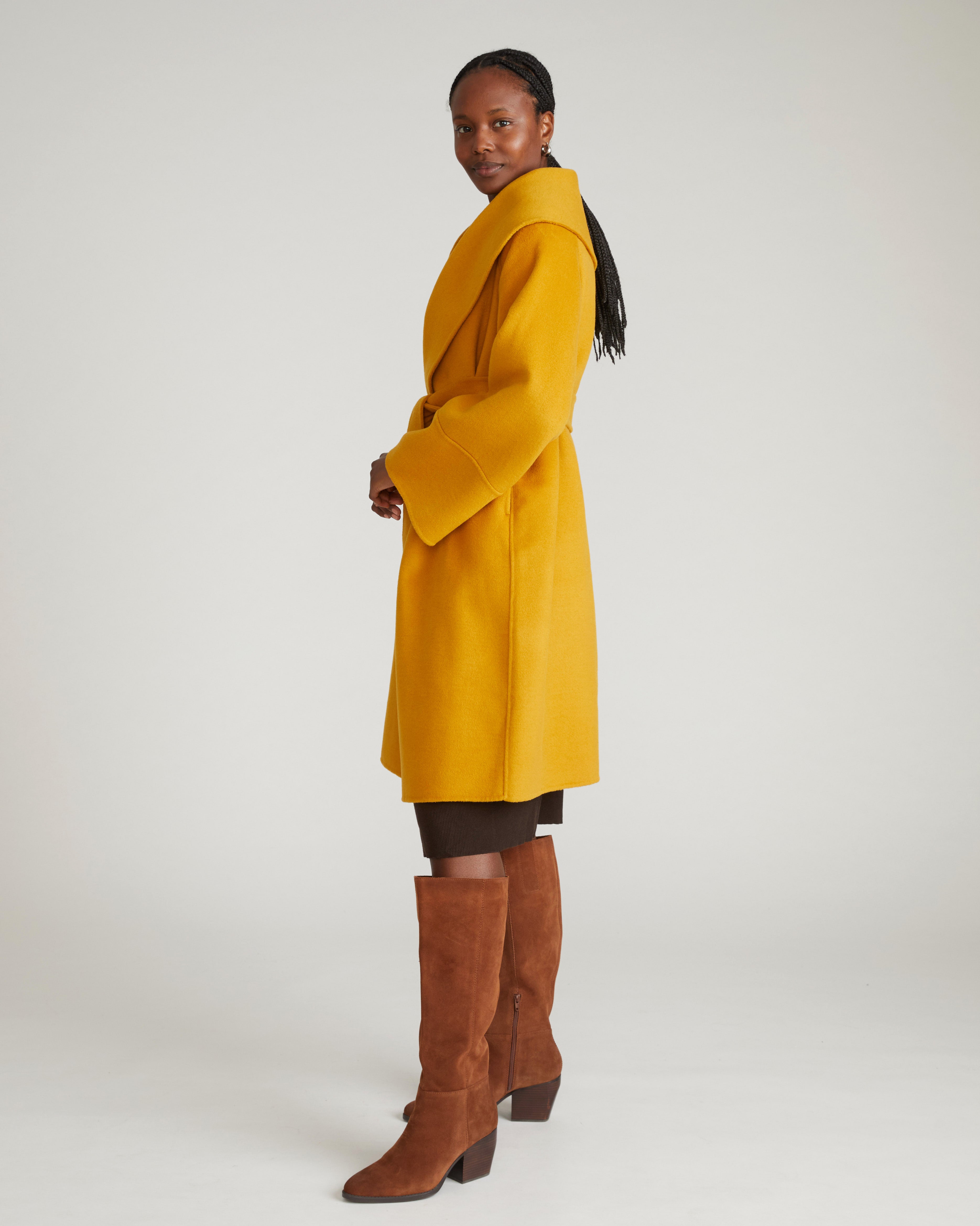 Asha Double Face Wool Coat - Mustard