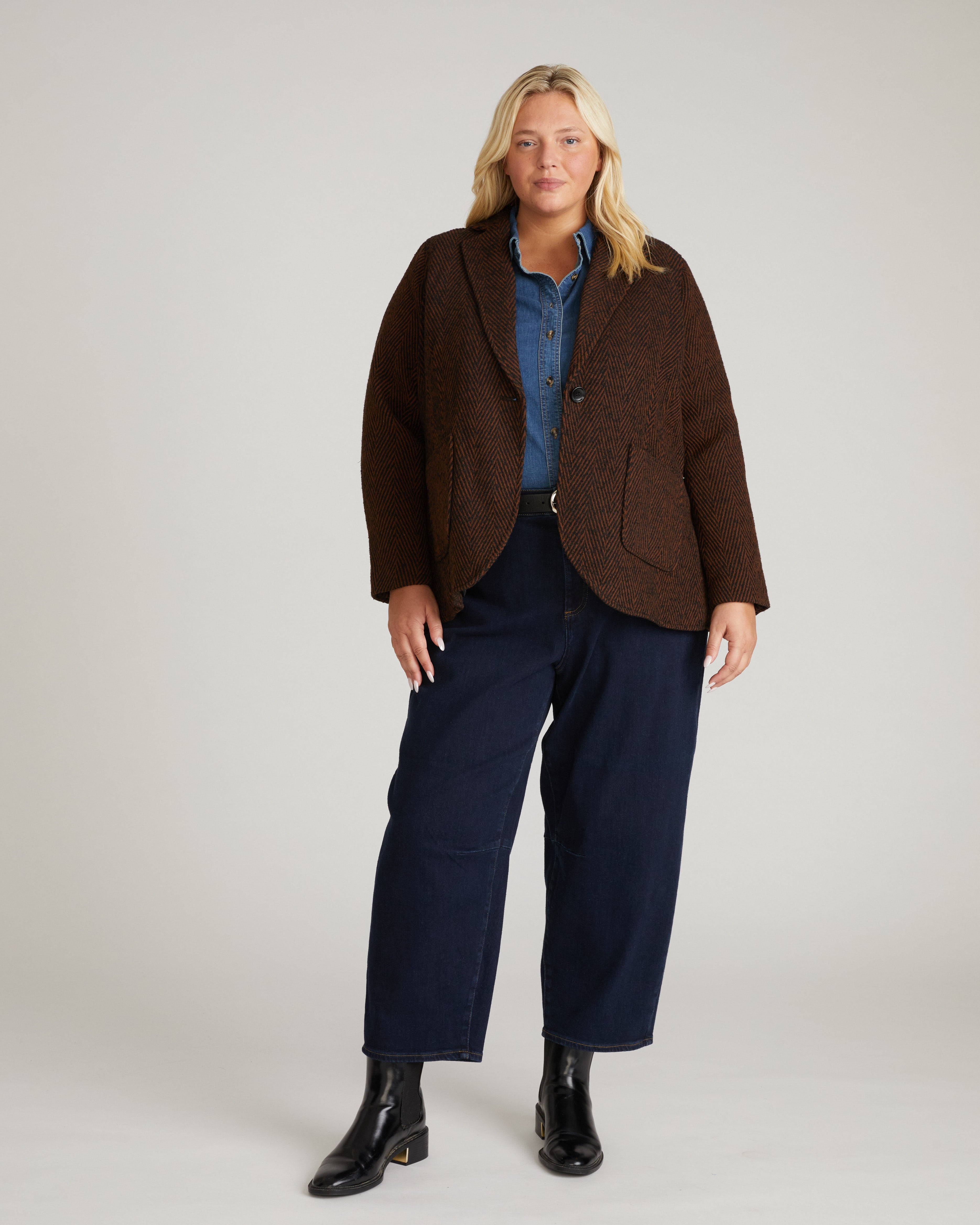 Kidjo Tailored Wool Jacket - Black/Brown Herringbone