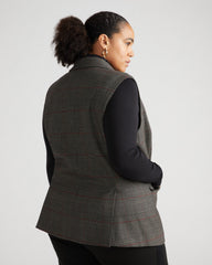 Annie Tailored Wool Vest - Chocolate Plaid