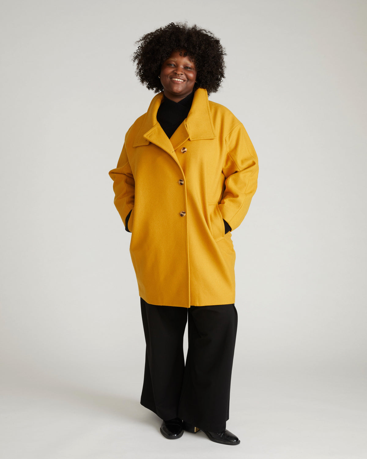 Marlo Cocoon Coat - Mustard
