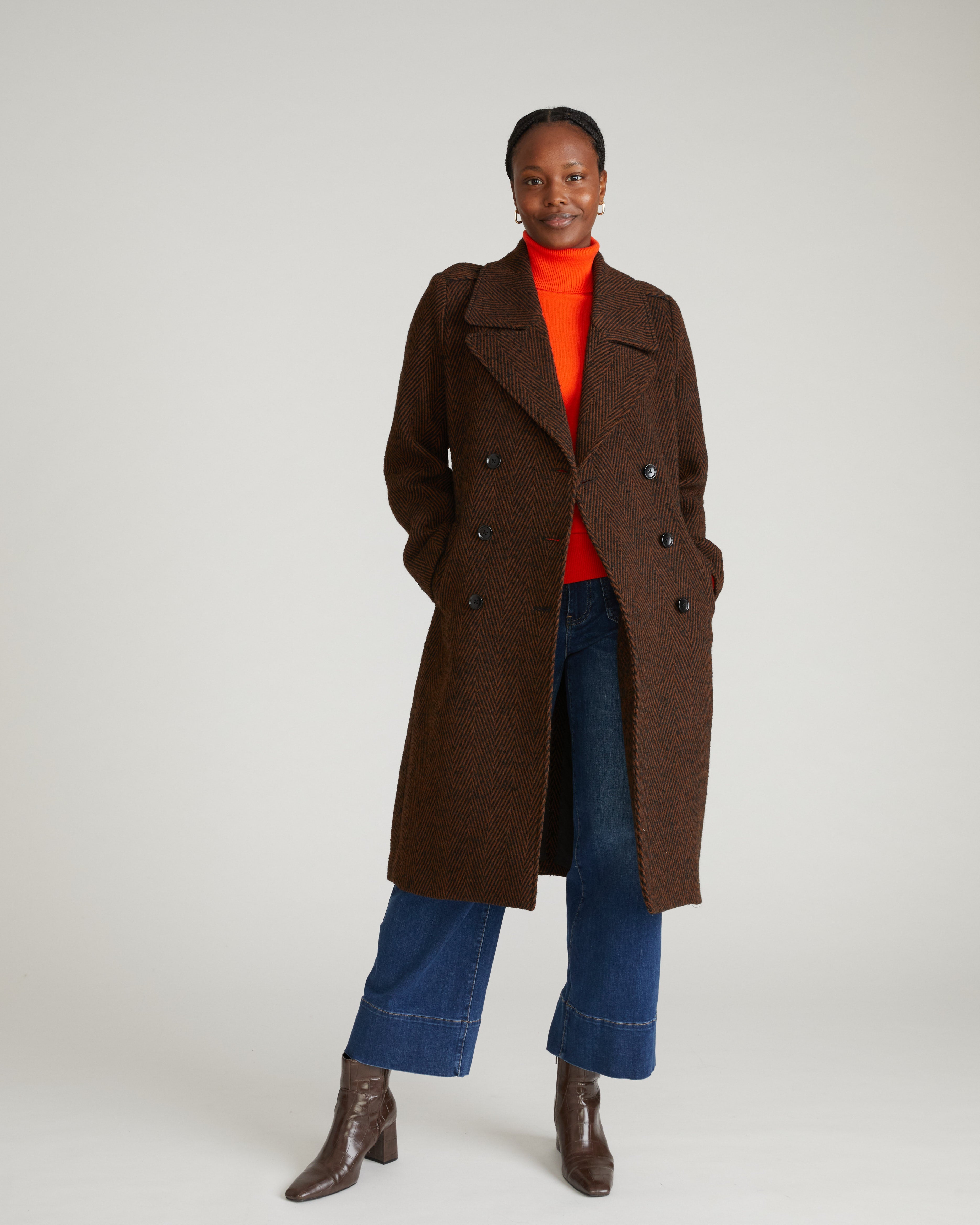 Callaghan Wool Coat - Black/Brown Herringbone