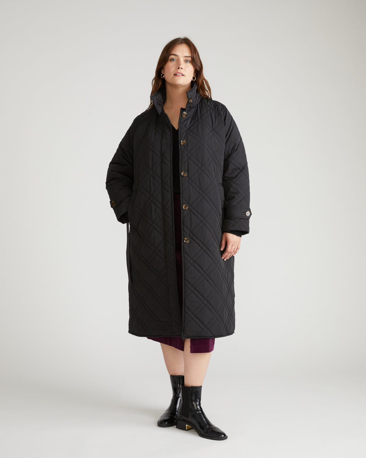 Nehra Quilted Coat - Black
