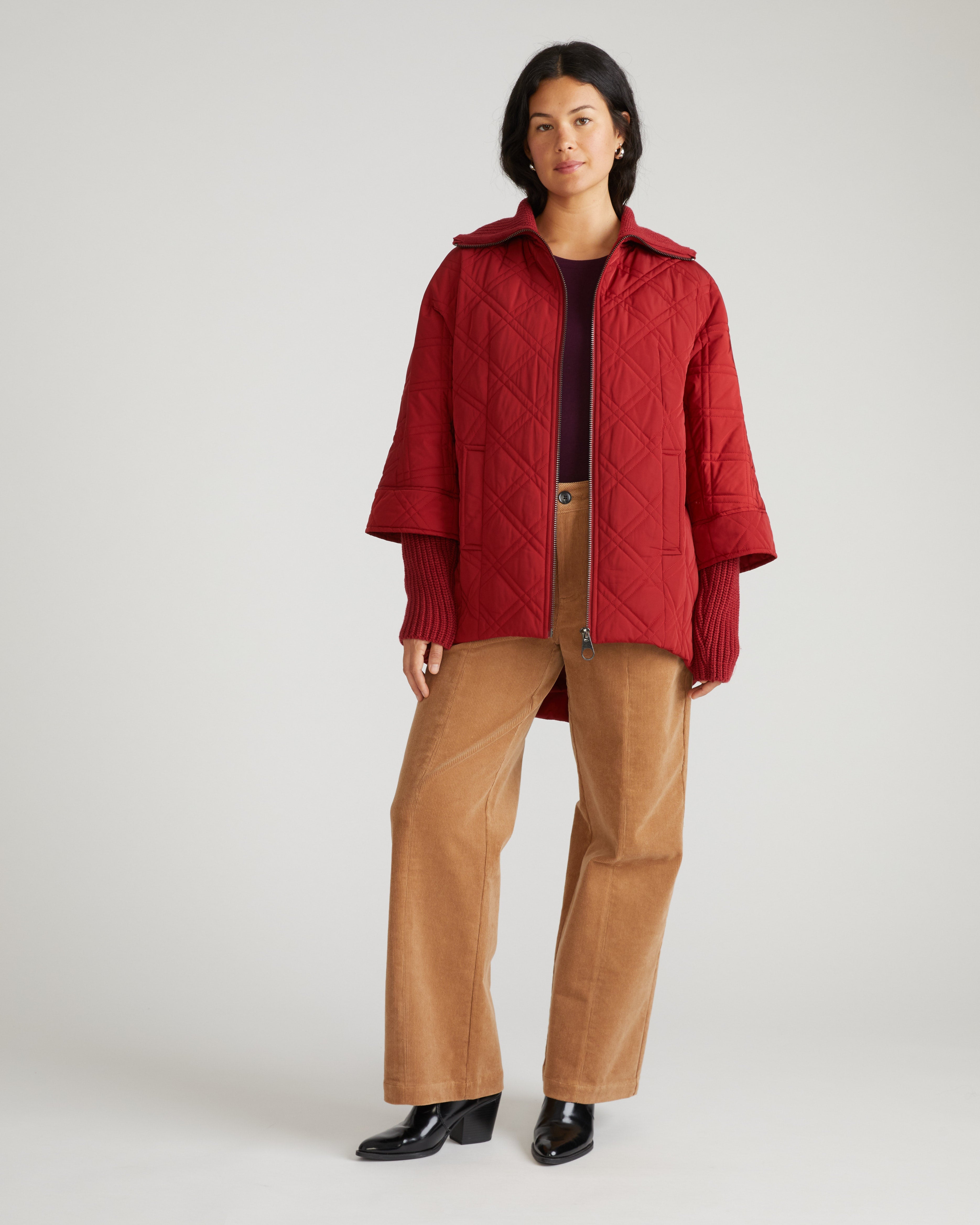 Arcadia Puffer Coat - Autumnal Red