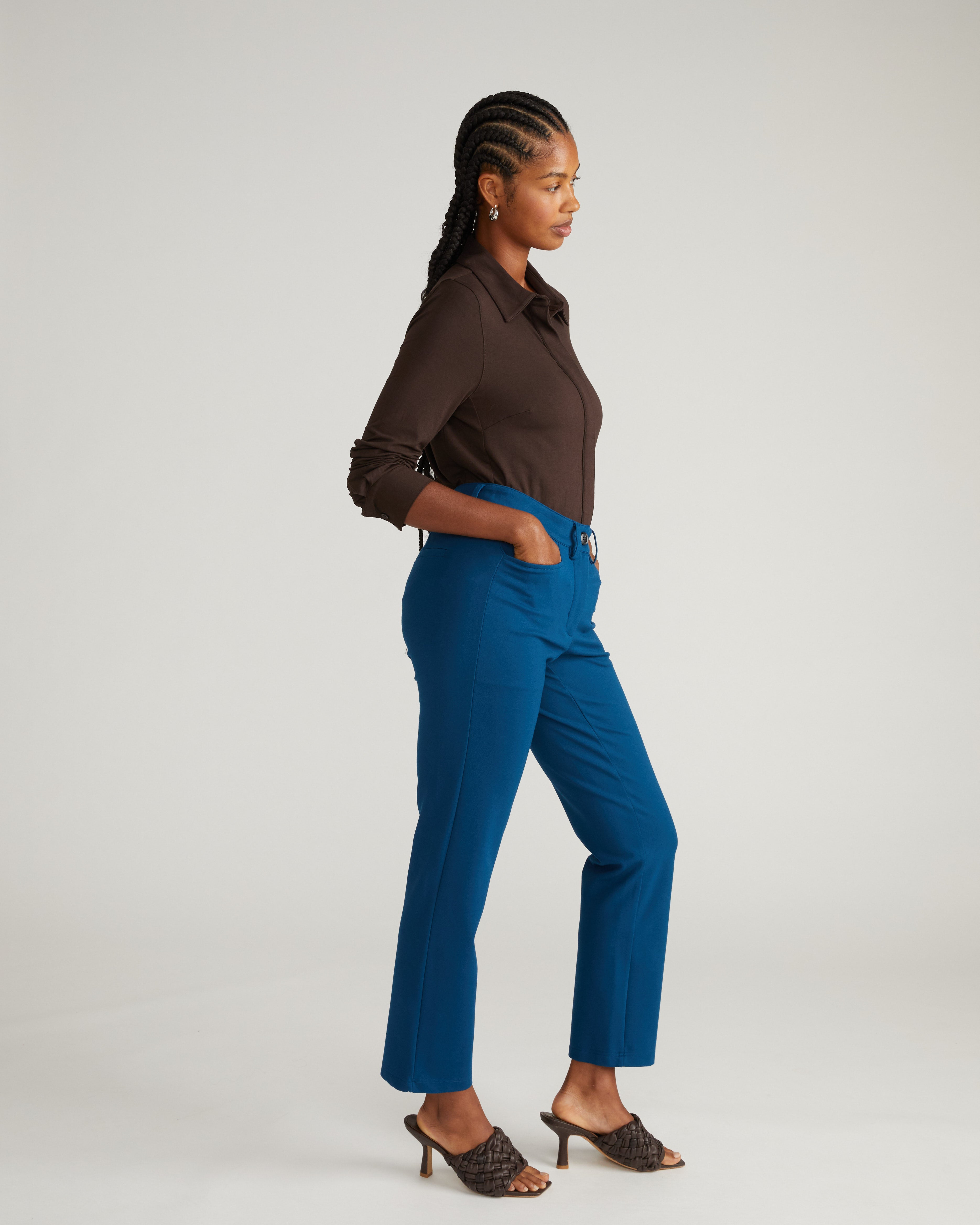 Long Cigarette Ponte Pants - Deep Teal