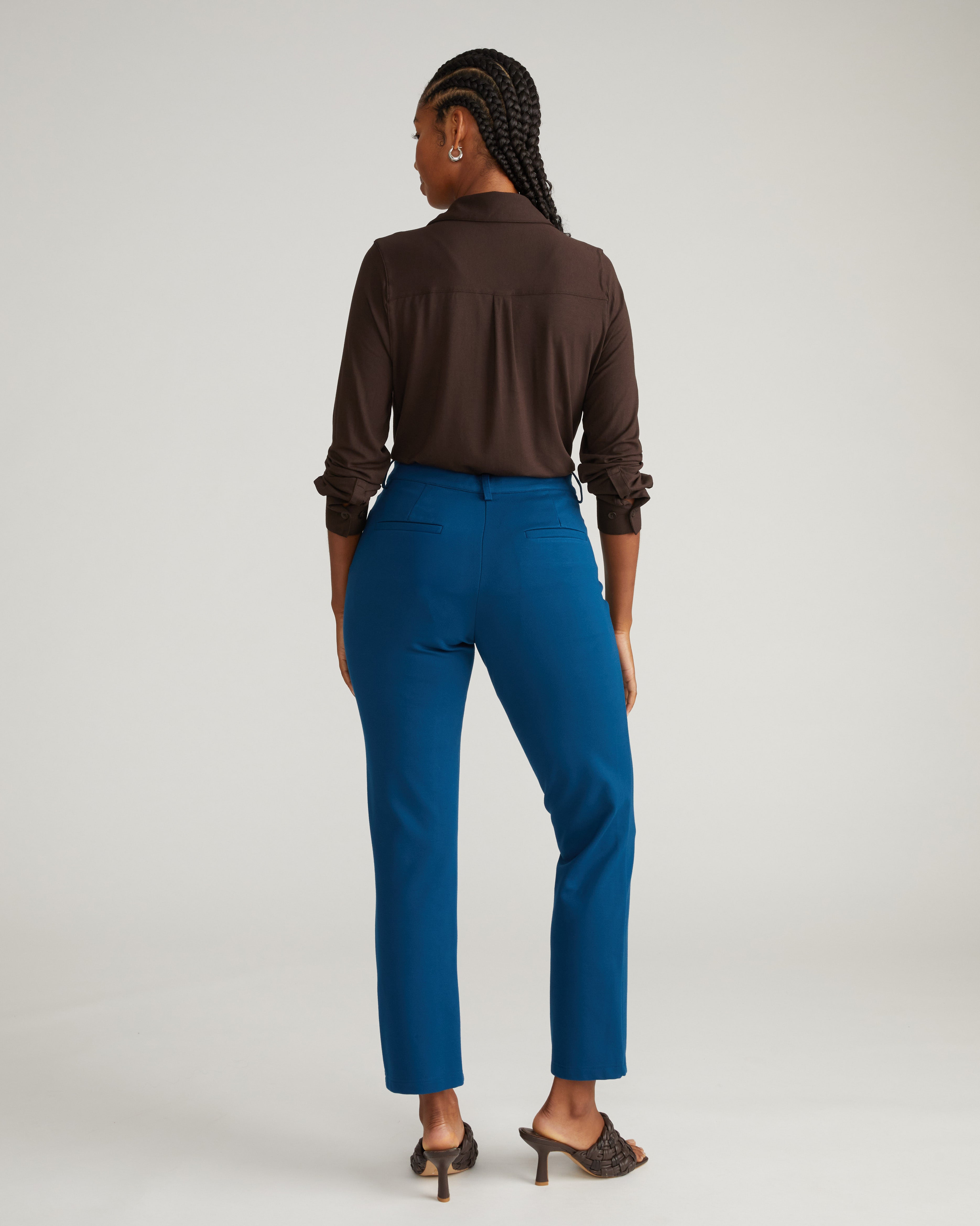 Long Cigarette Ponte Pants - Deep Teal