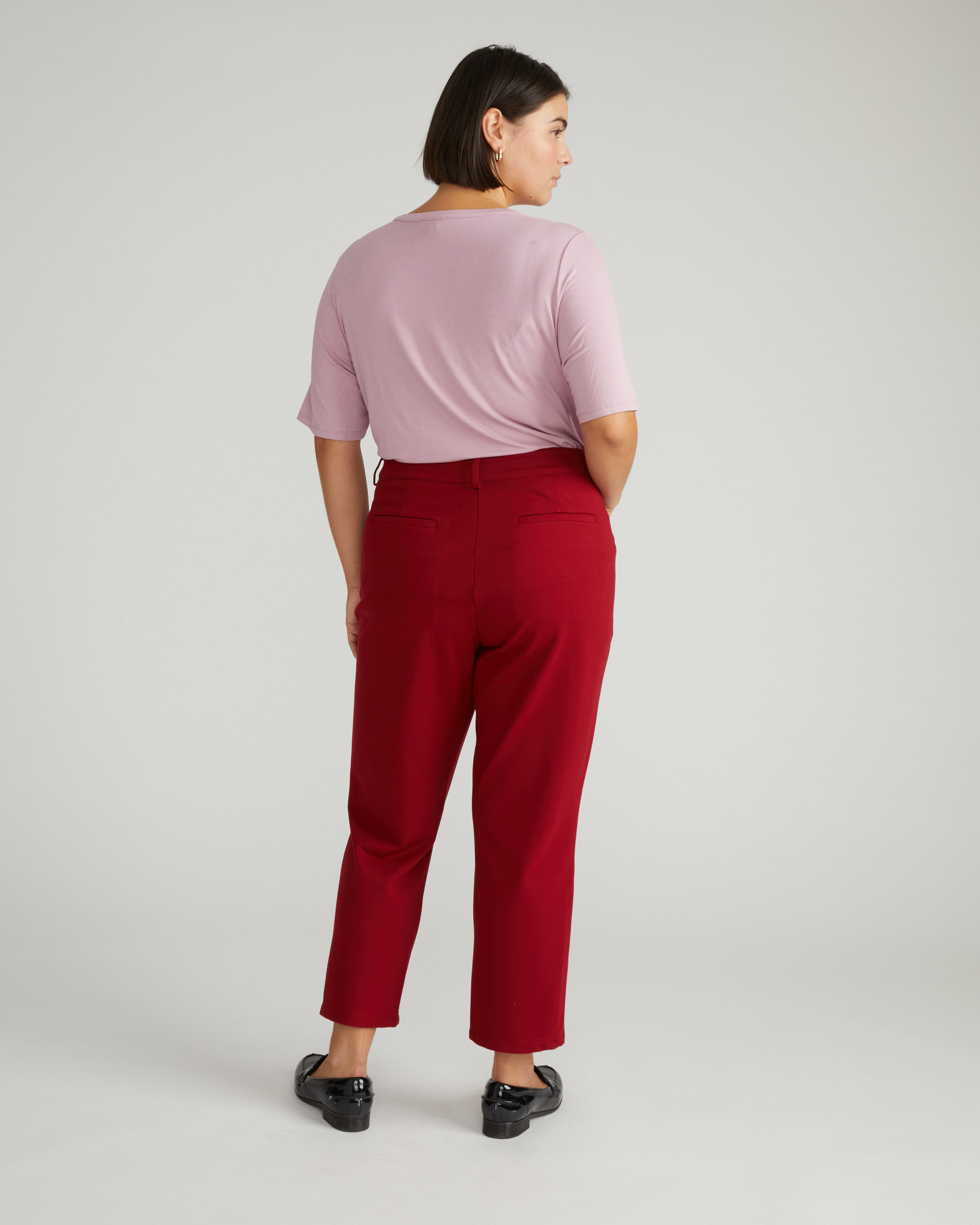 Cigarette Ponte Pants - Garnet