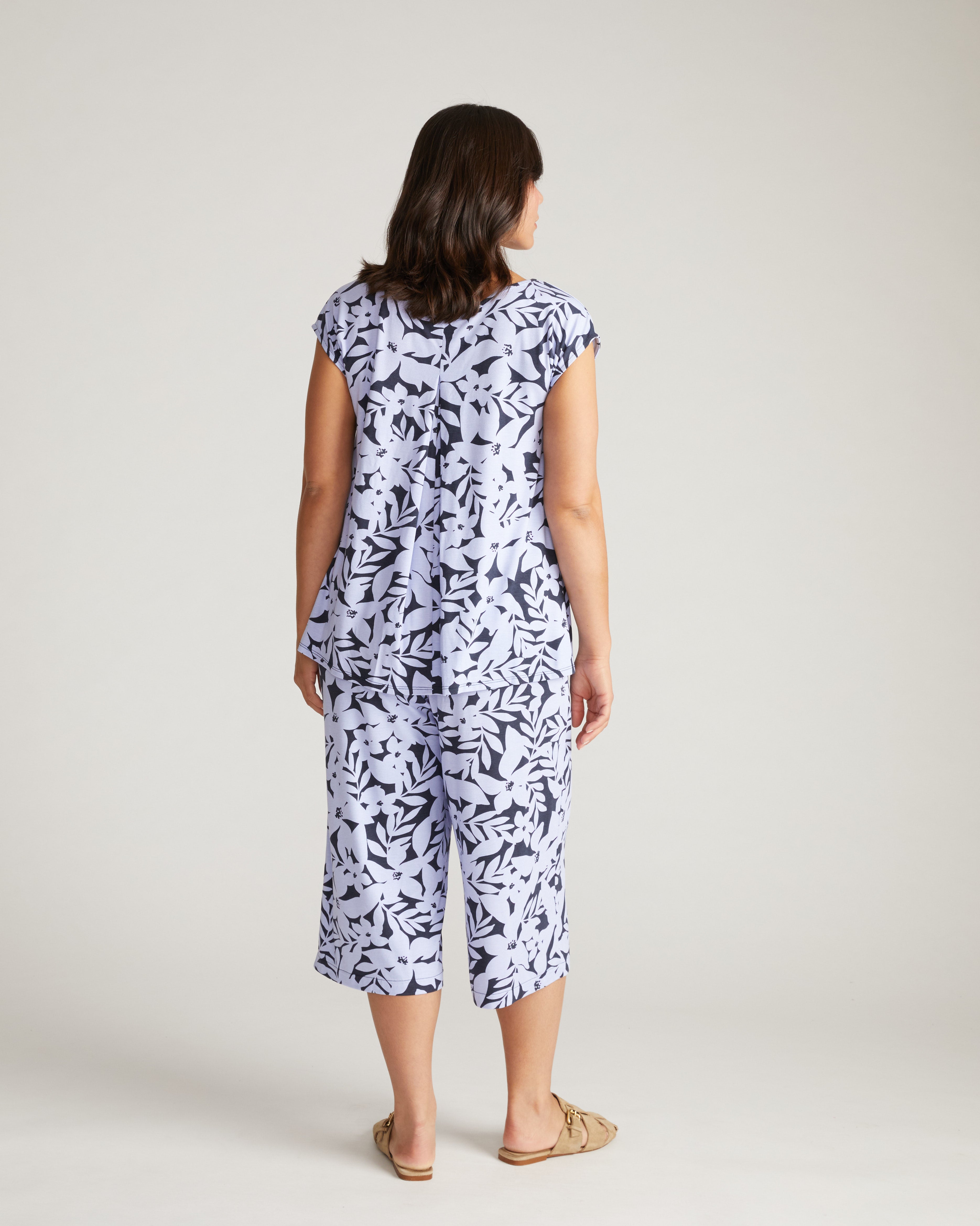 Casual Culottes - Petal Palette Print in Jacaranda