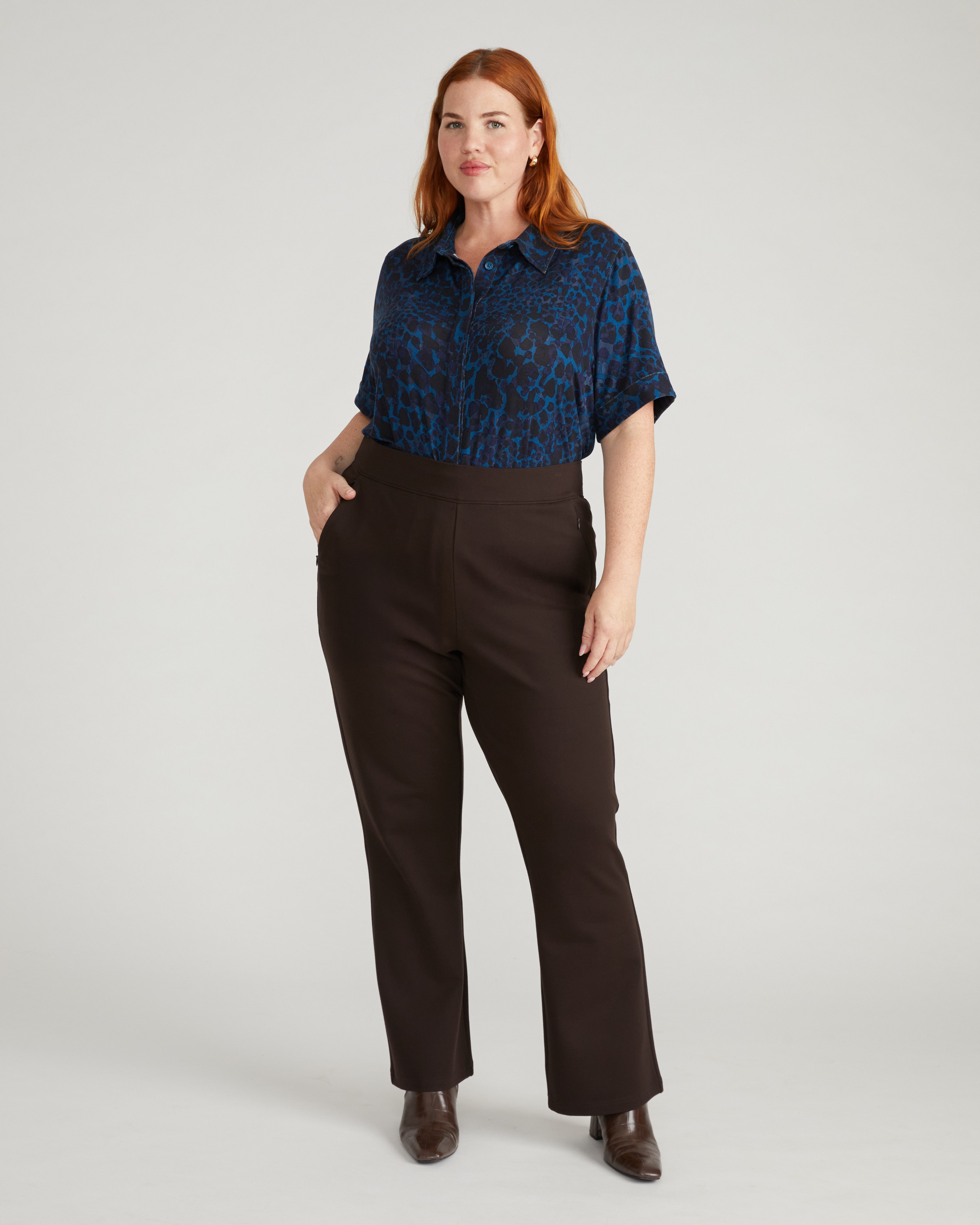Pull On Bootcut Ponte Pants - Espresso