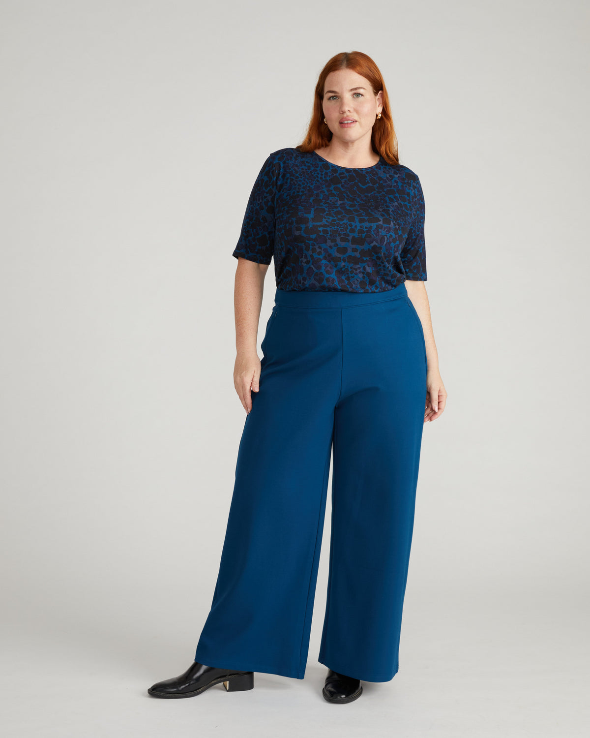 Stephanie Wide Leg Ponte Pants - Deep Teal