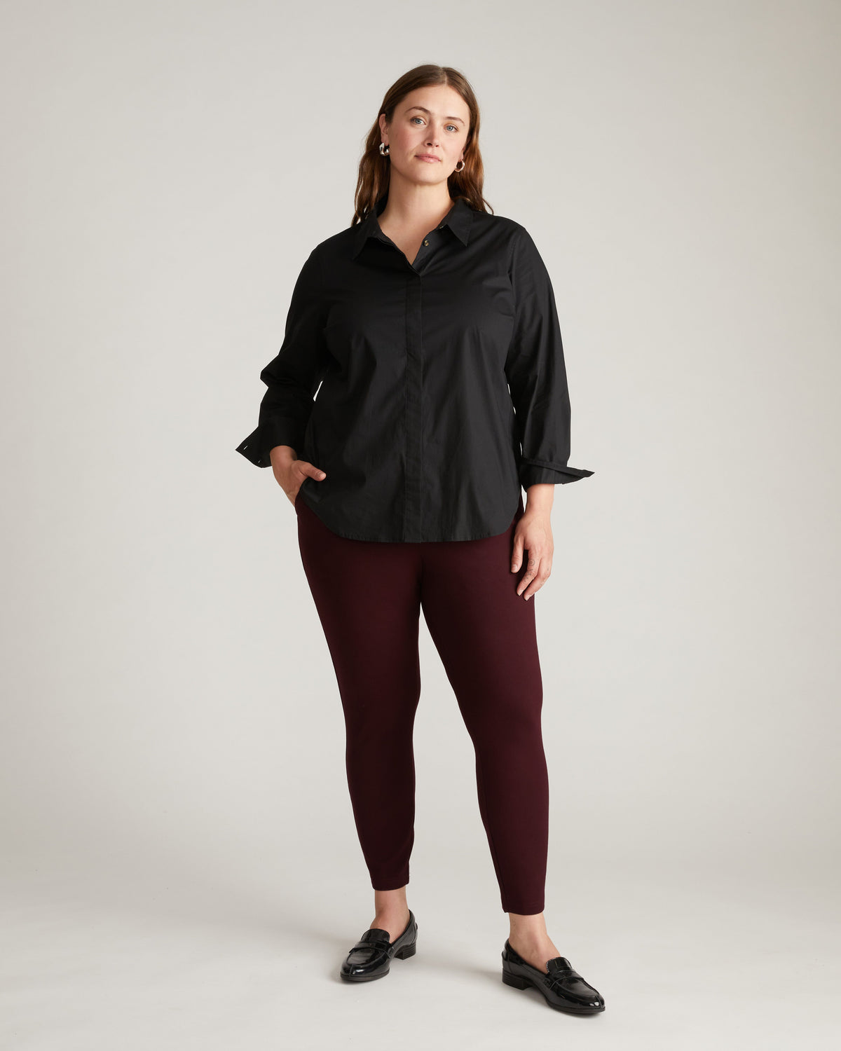 Minimalist Moro Pocket Signature Ponte Pants - Black Cherry