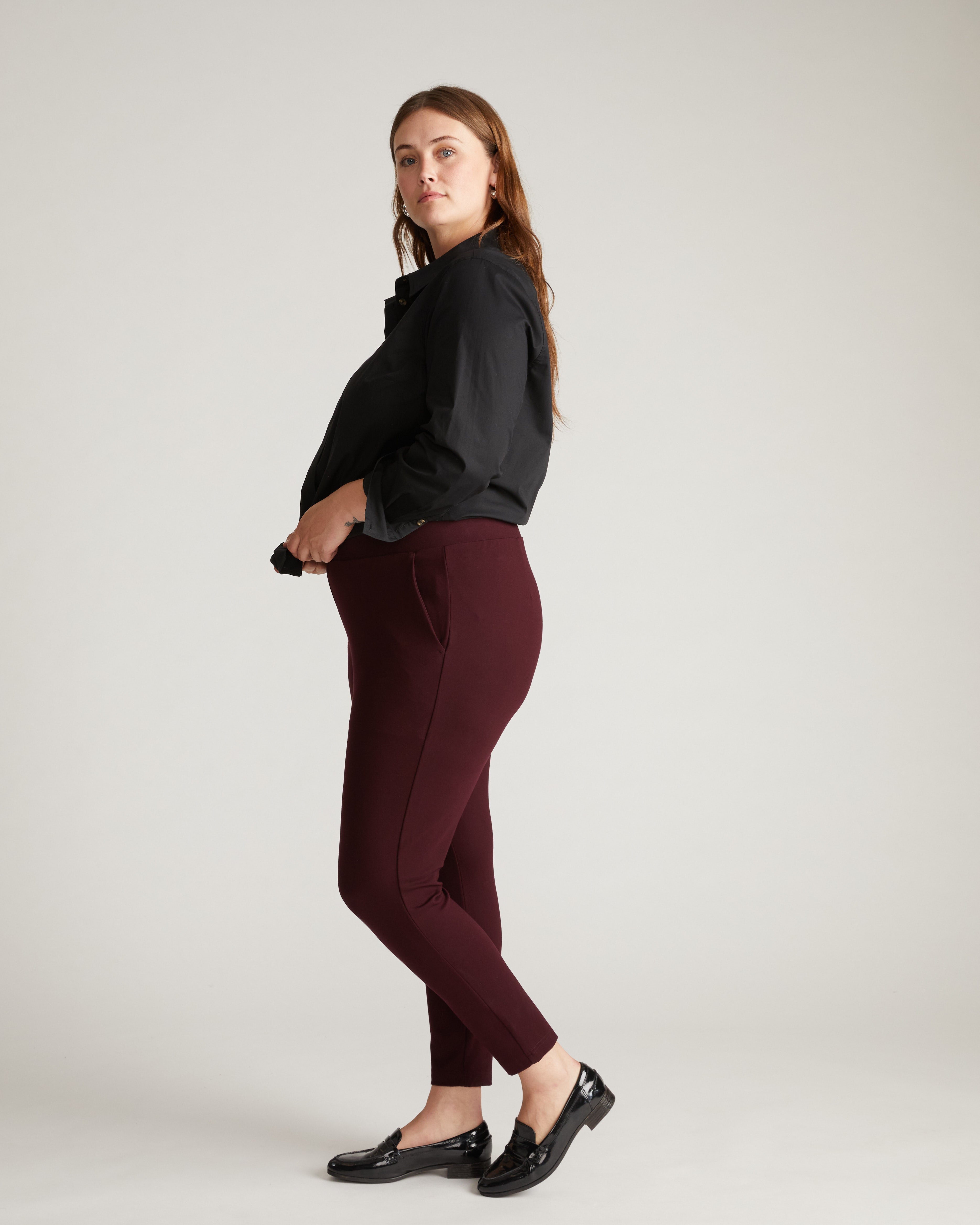 Minimalist Moro Pocket Signature Ponte Pants - Black Cherry
