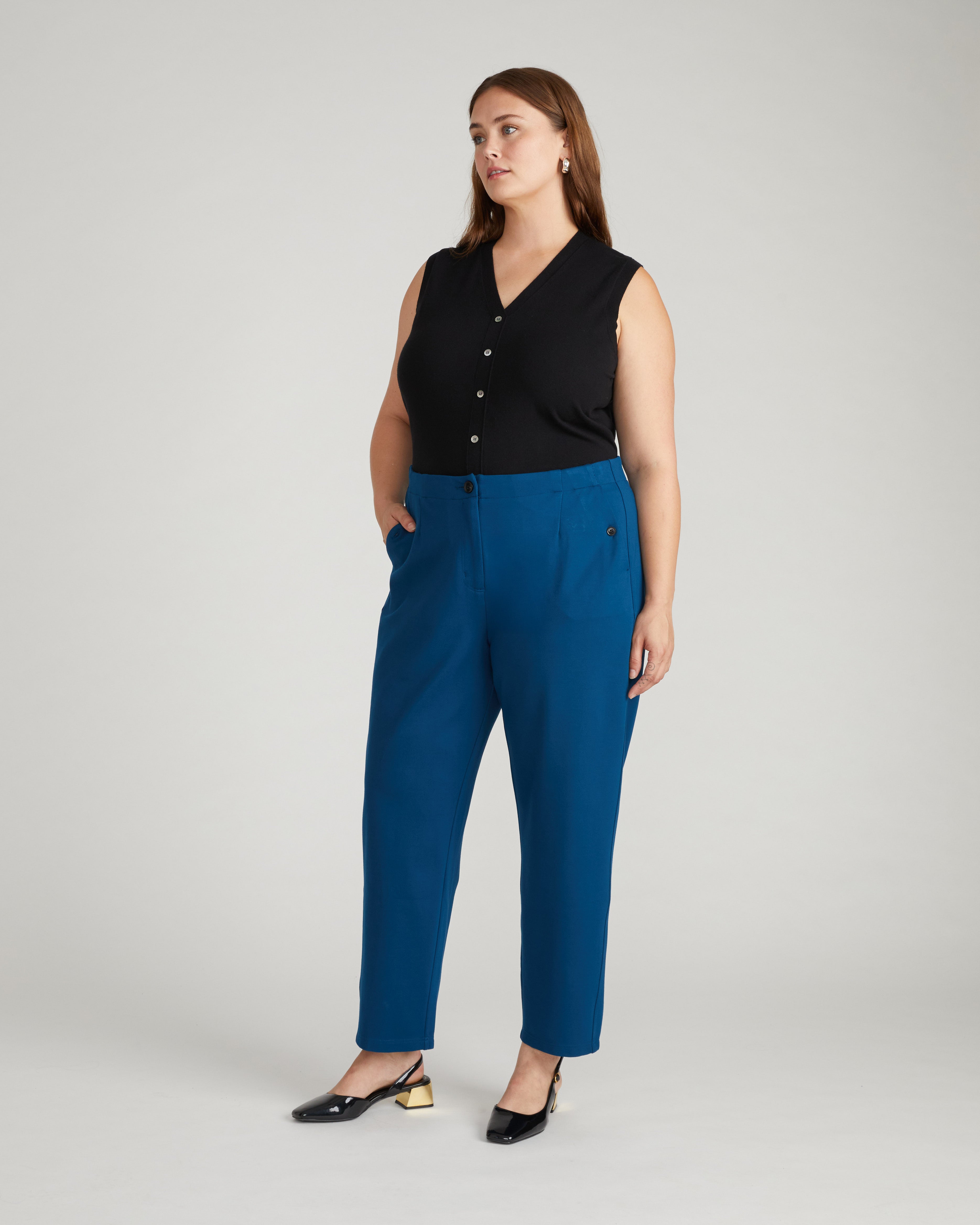 Audrey Tailored Ponte Pants - Deep Teal