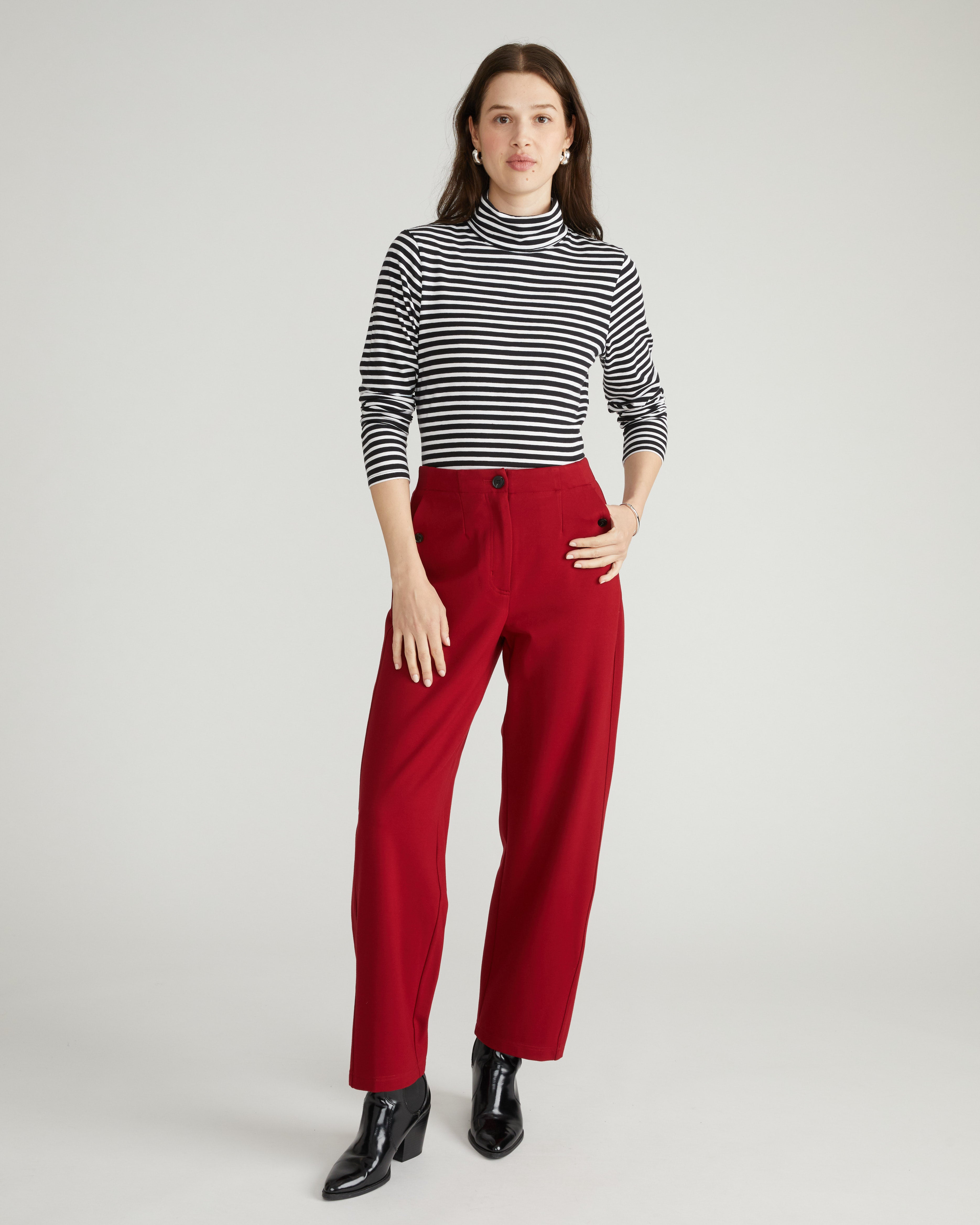 Audrey Tailored Ponte Pants - Garnet