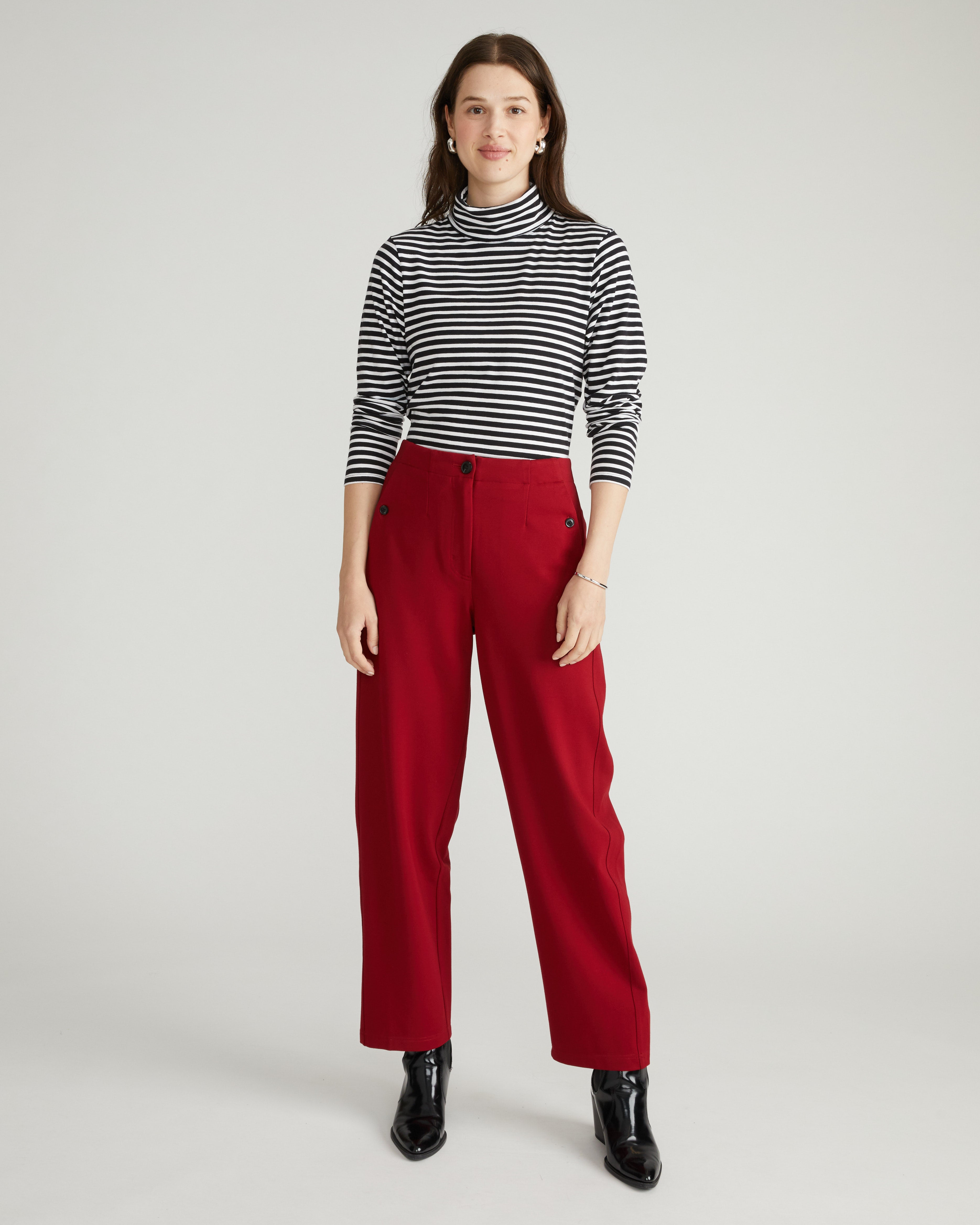 Audrey Tailored Ponte Pants - Garnet