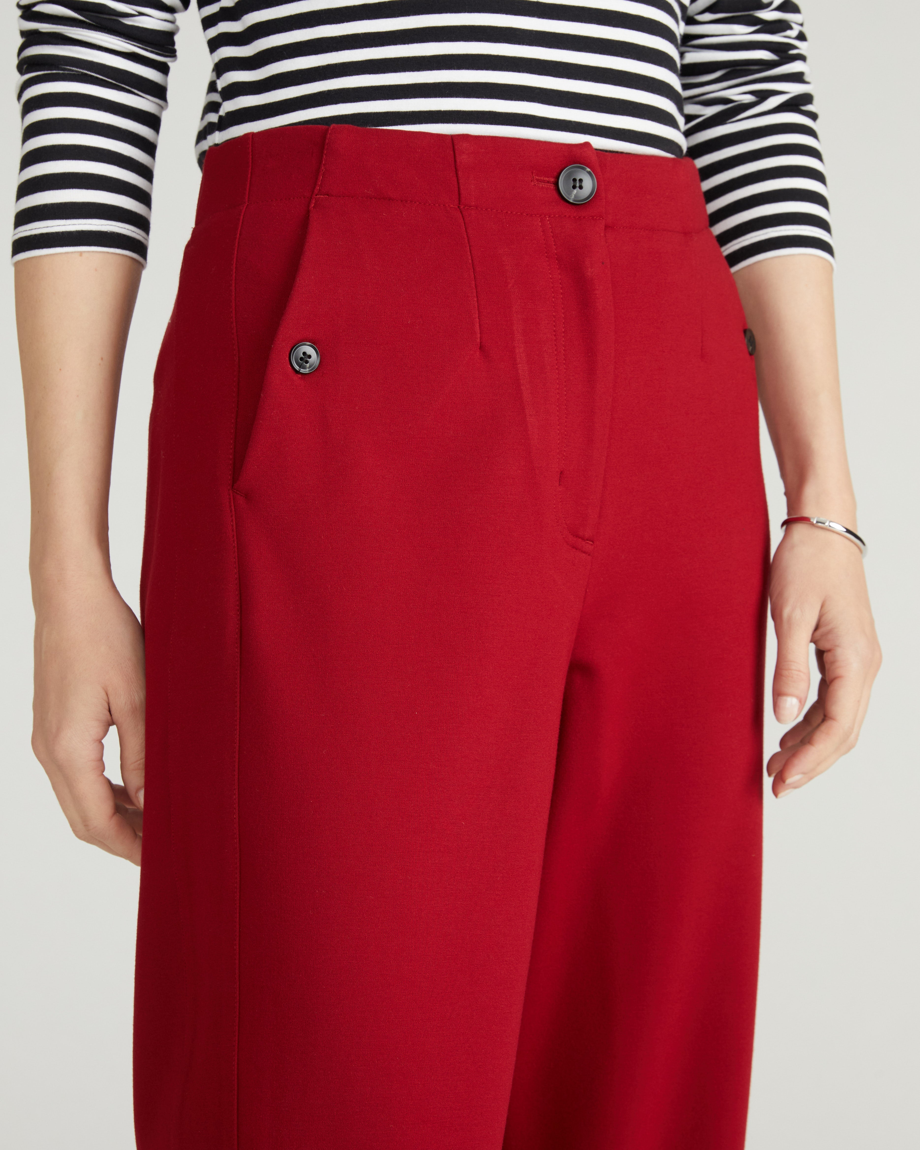 Audrey Tailored Ponte Pants - Garnet