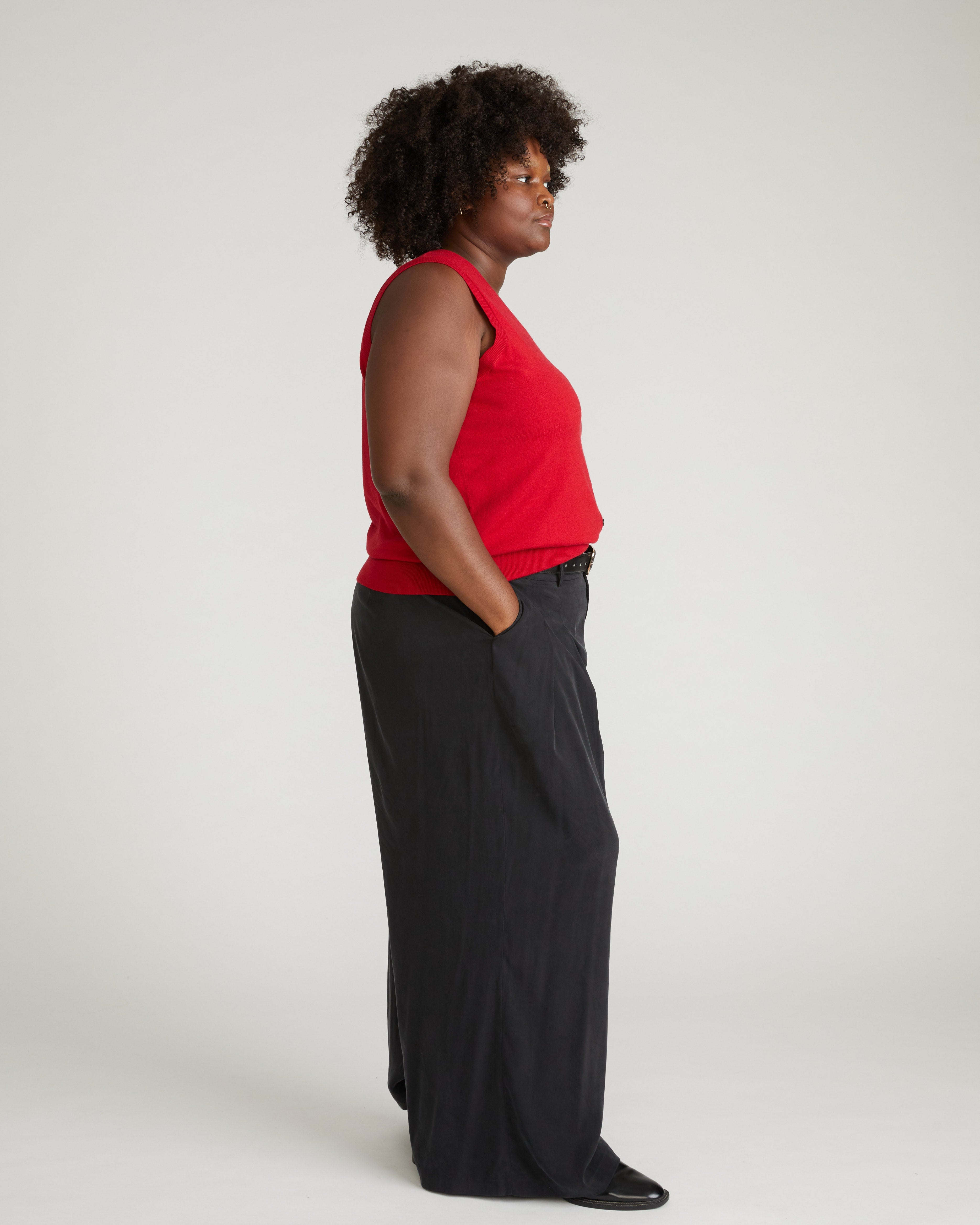 Palais Cooling Cupro Wide Leg Pant - Black