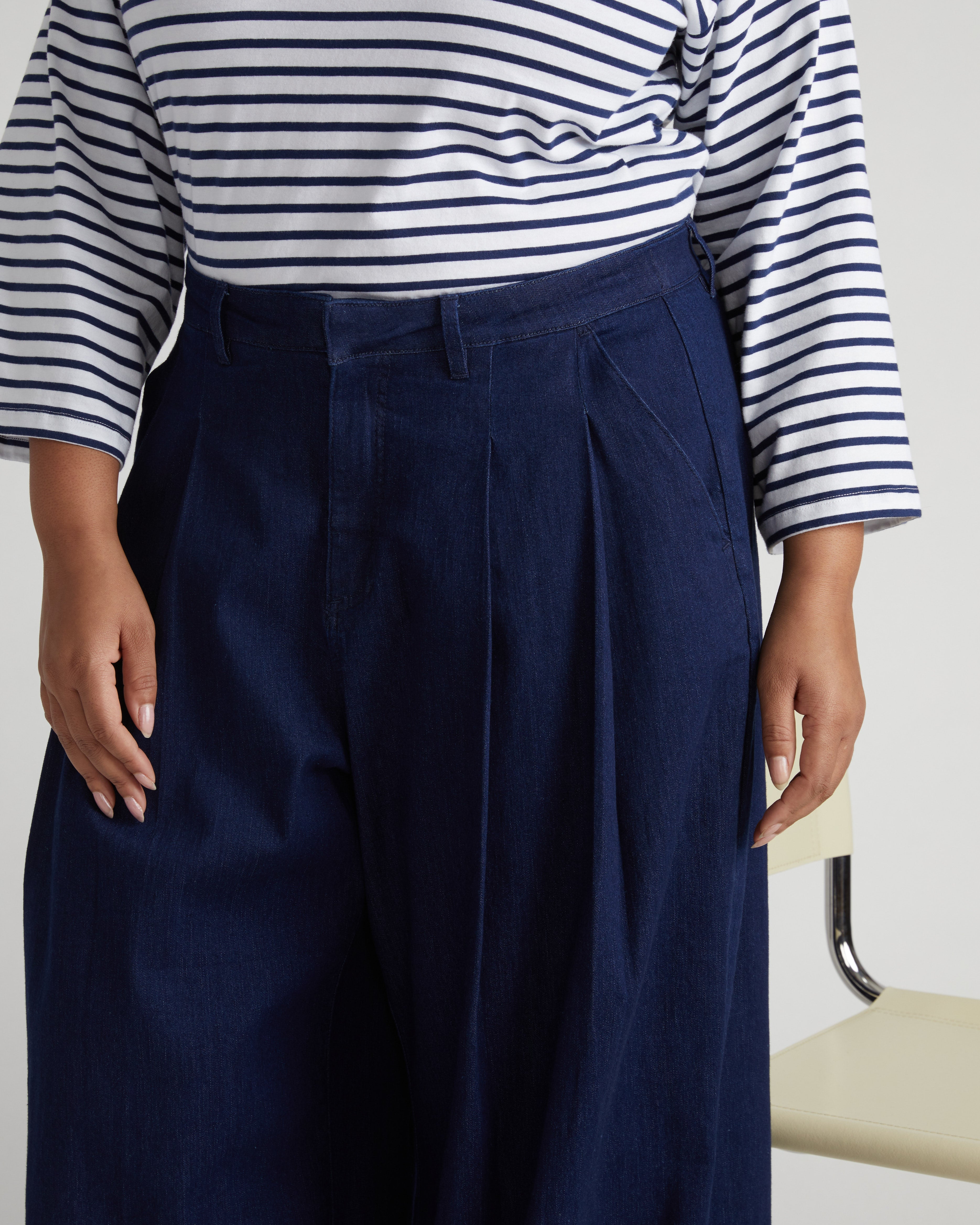 Denim Wide Leg Pant - Dark Indigo
