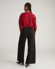 Pam Pintuck Wide Leg Ponte Pants - Slate Pinstripe