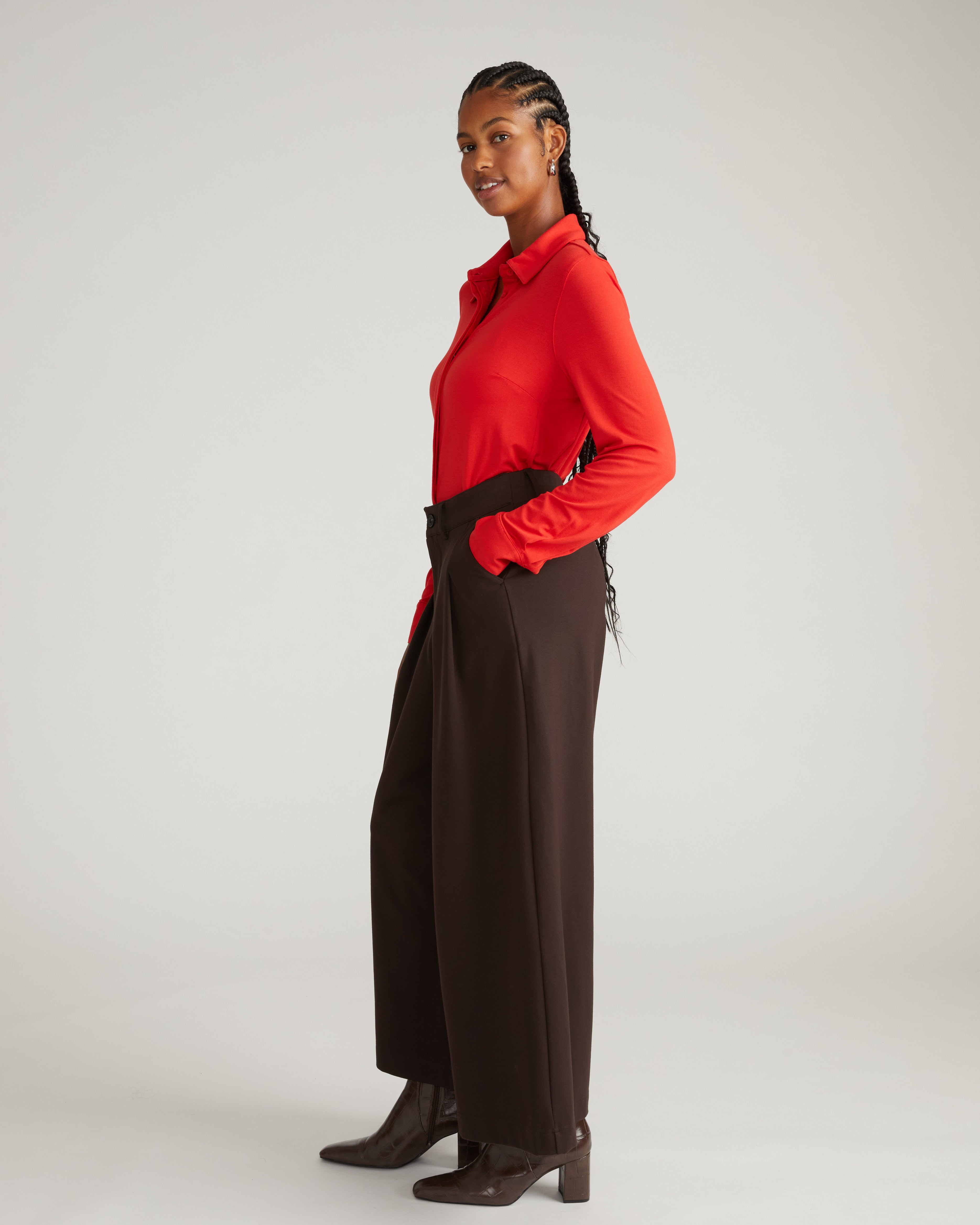 Palais Wide Leg Ponte Pants - Espresso