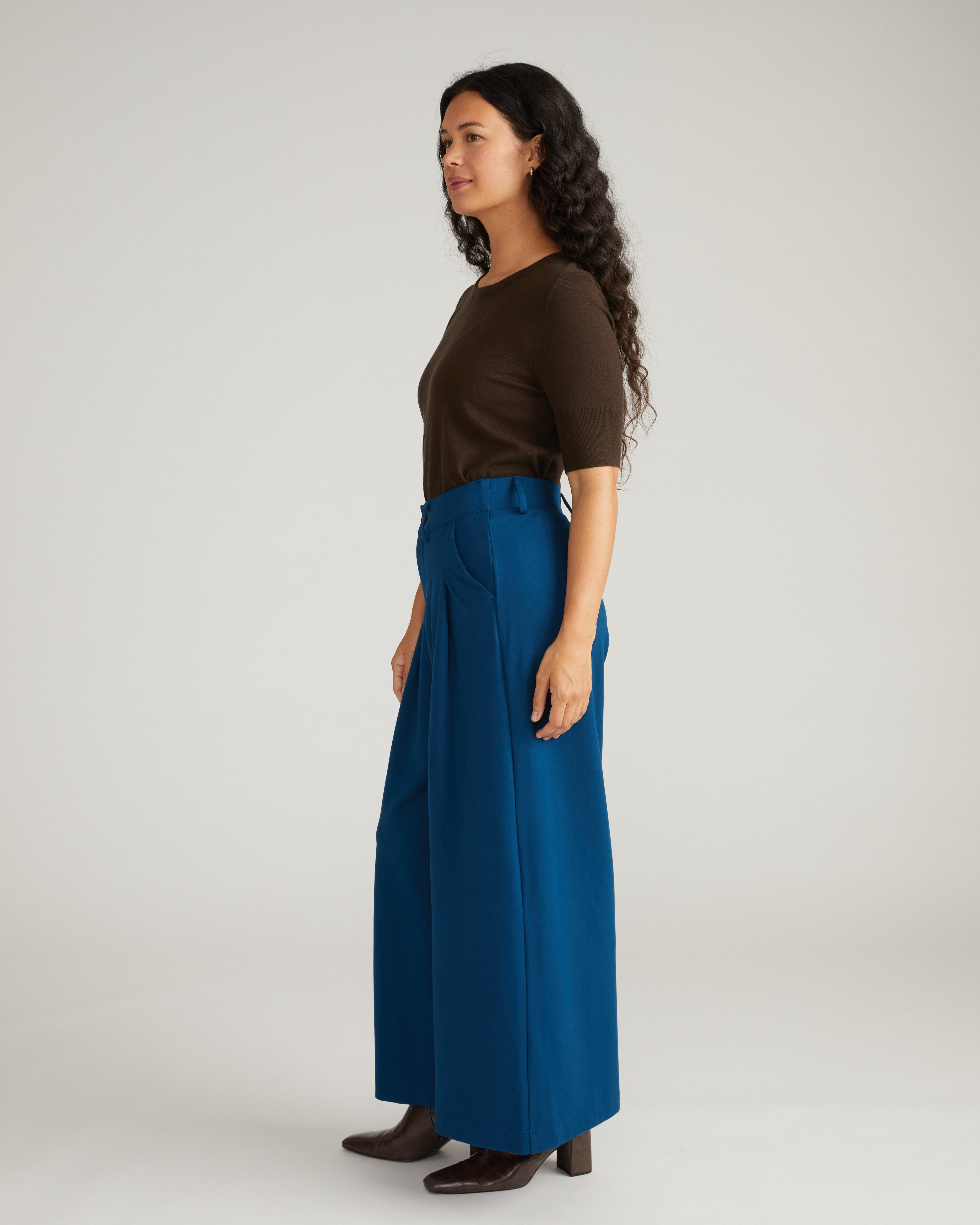 Palais Wide Leg Ponte Pants - Deep Teal