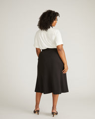 Carla Ponte Skirt - Slate Pinstripe
