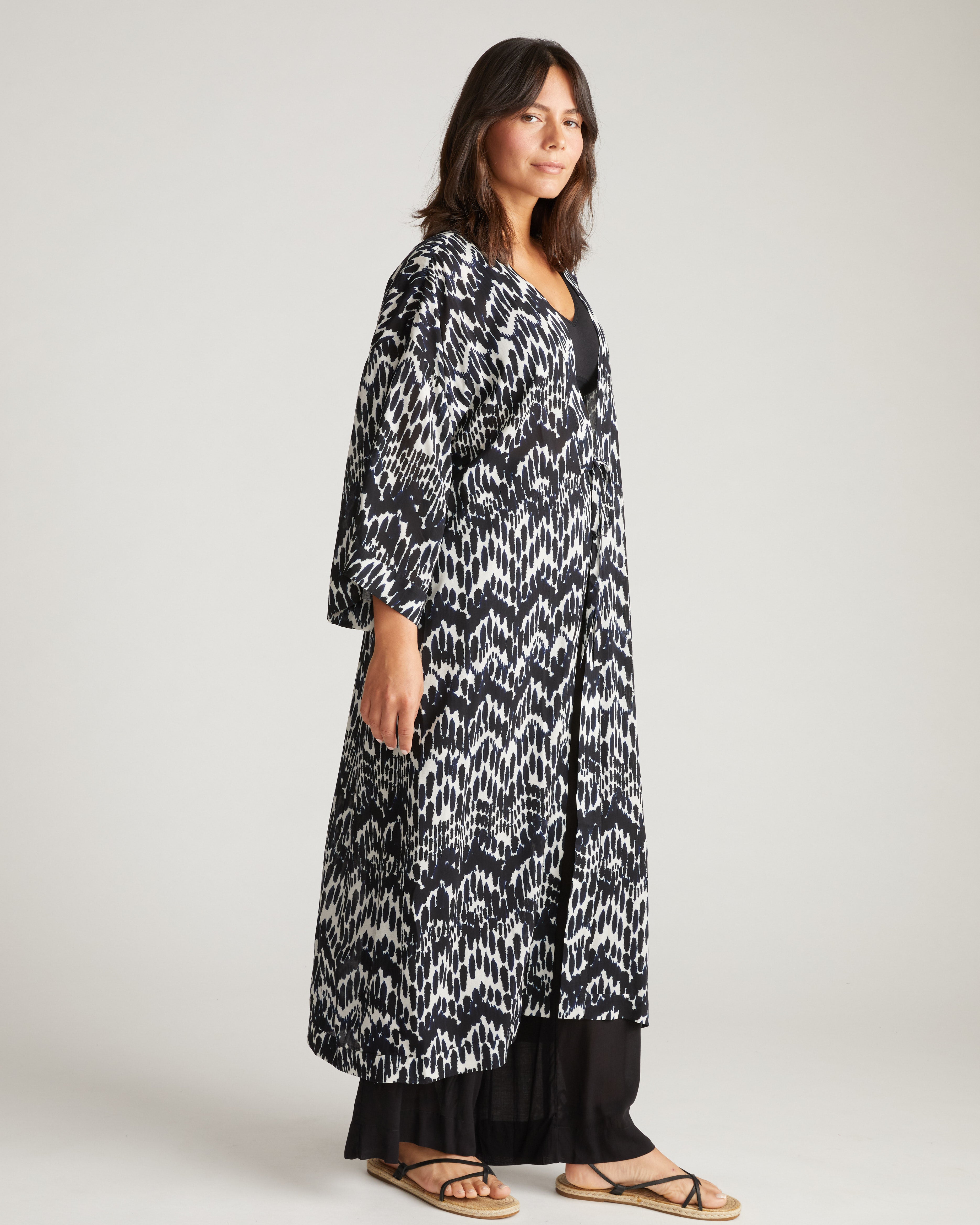 Kiani Voile Robe - Indigo Waterfall Print
