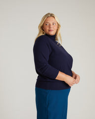 Renee Savvy Fine Knit Raglan Turtleneck - Midnight