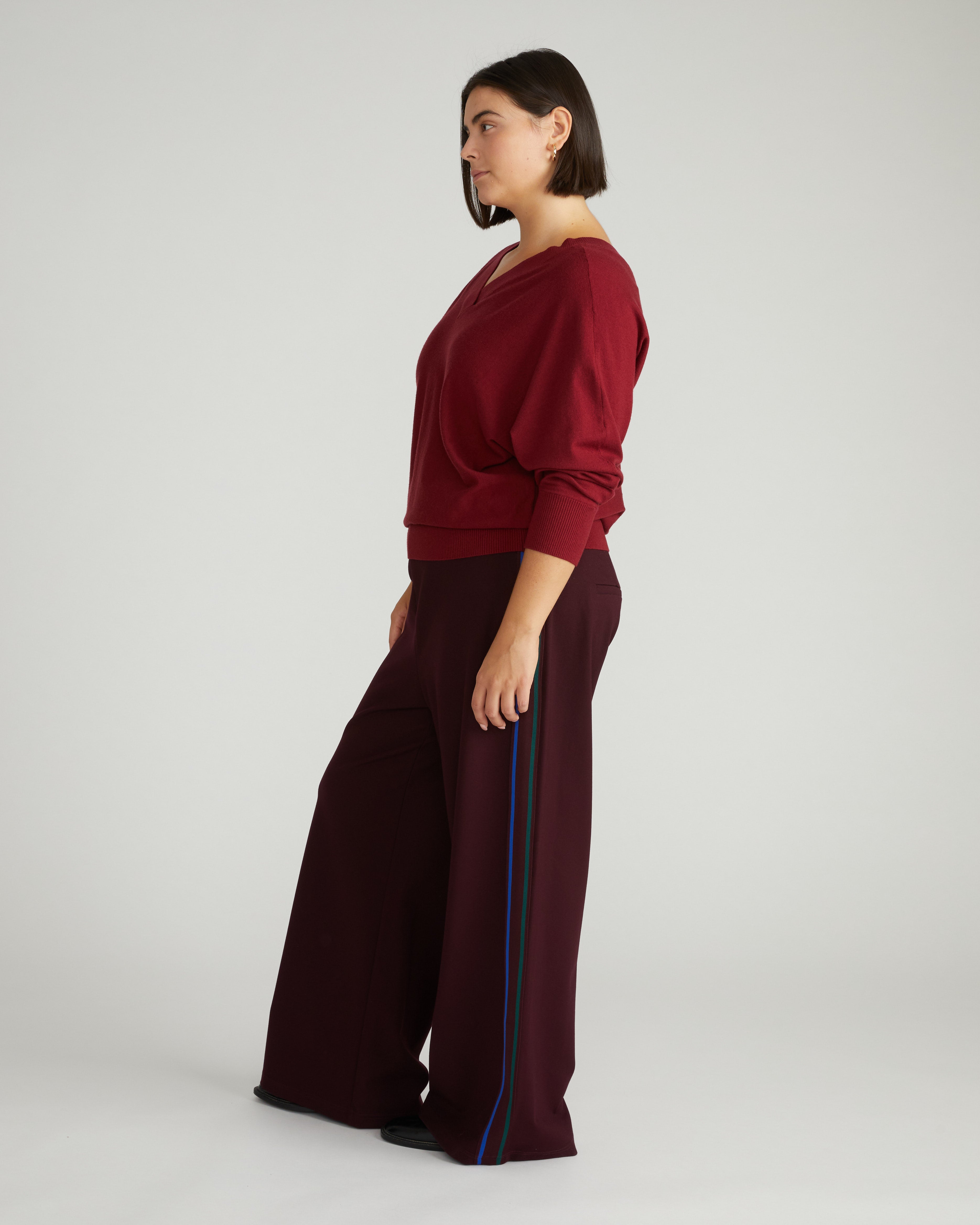 Savvy Fine Knit Sweater Blouse - Garnet