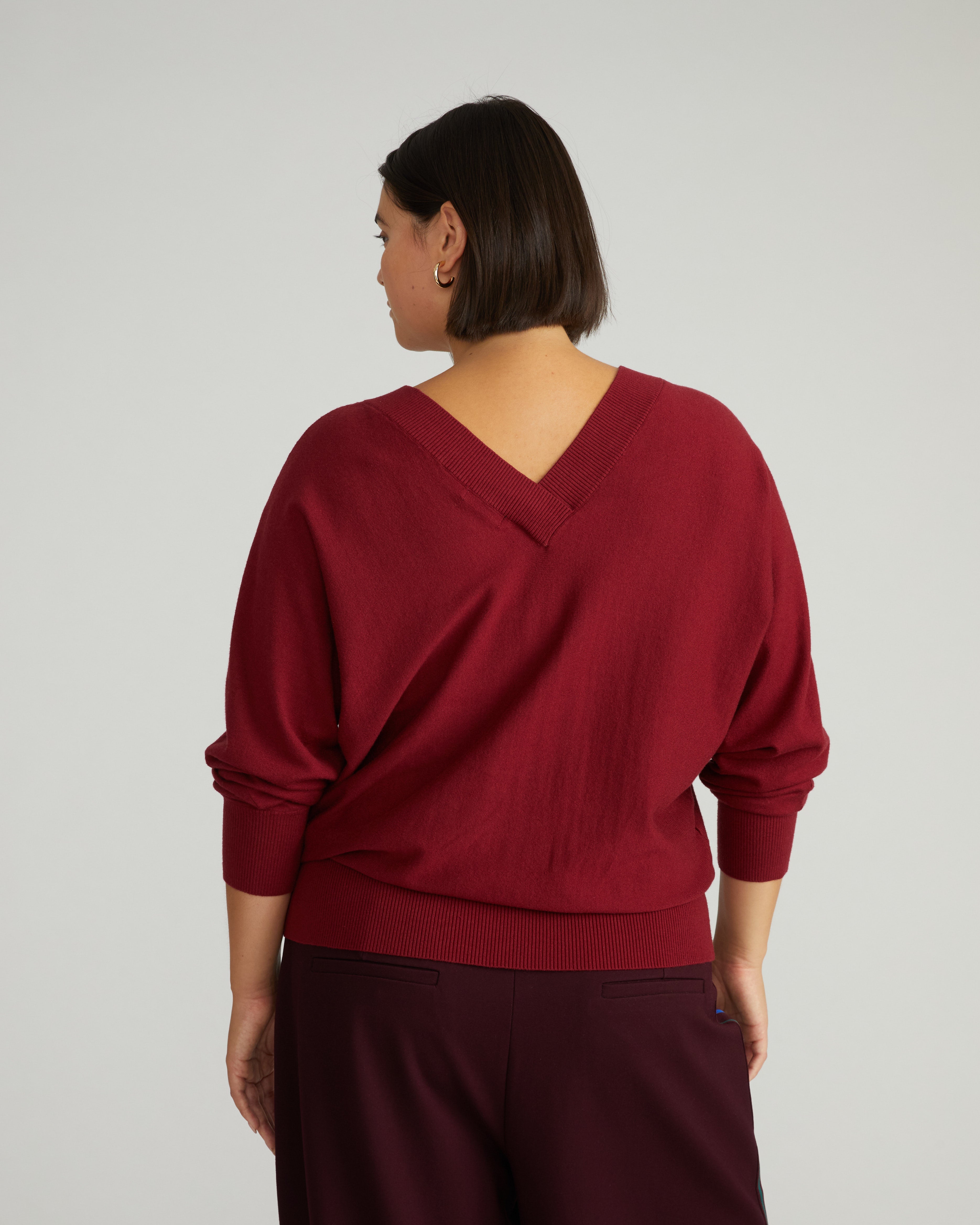 Savvy Fine Knit Sweater Blouse - Garnet