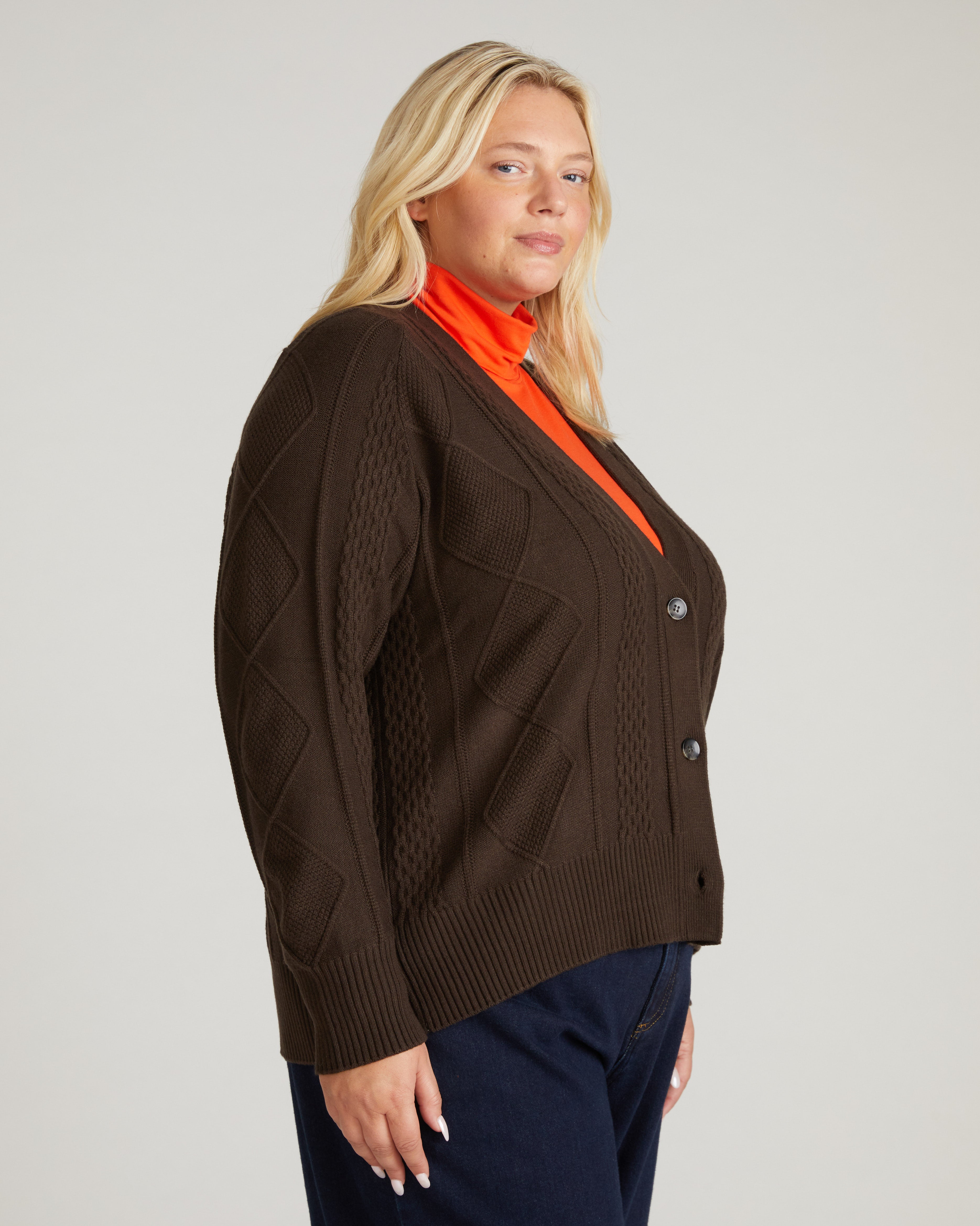 Cable Knit Cardigan - Espresso