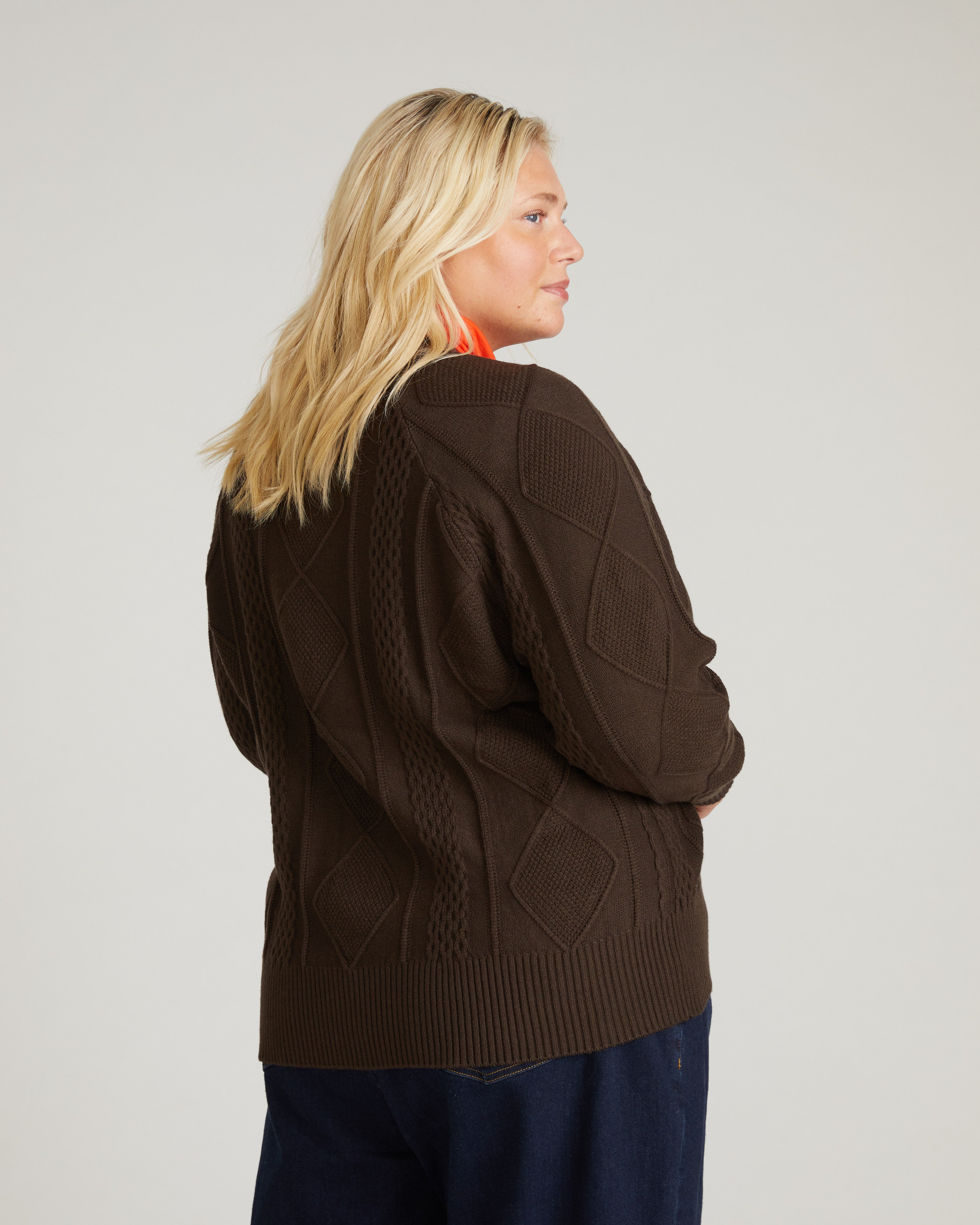 Cable Knit Cardigan - Espresso