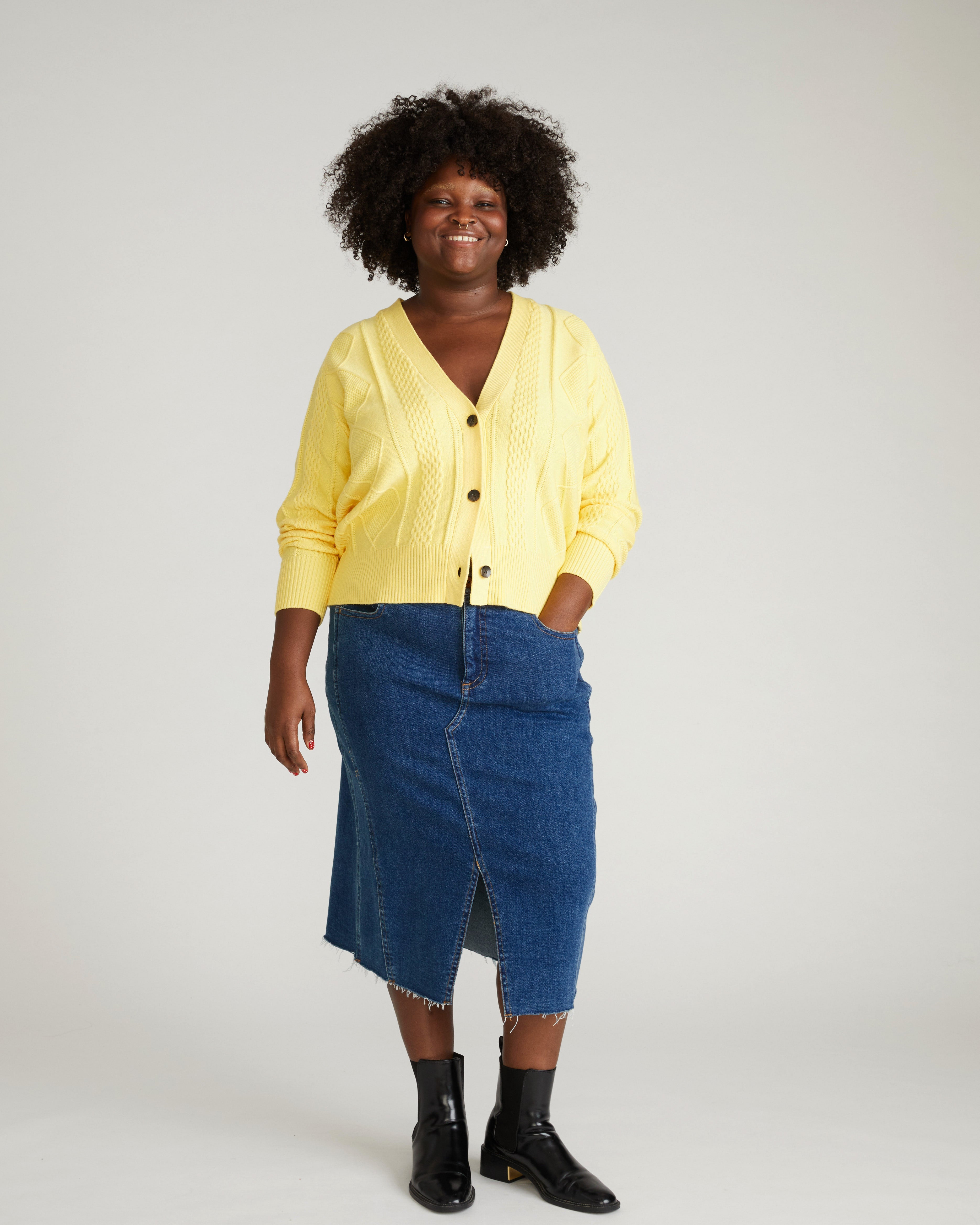 Cable Knit Cardigan - Banana Pudding