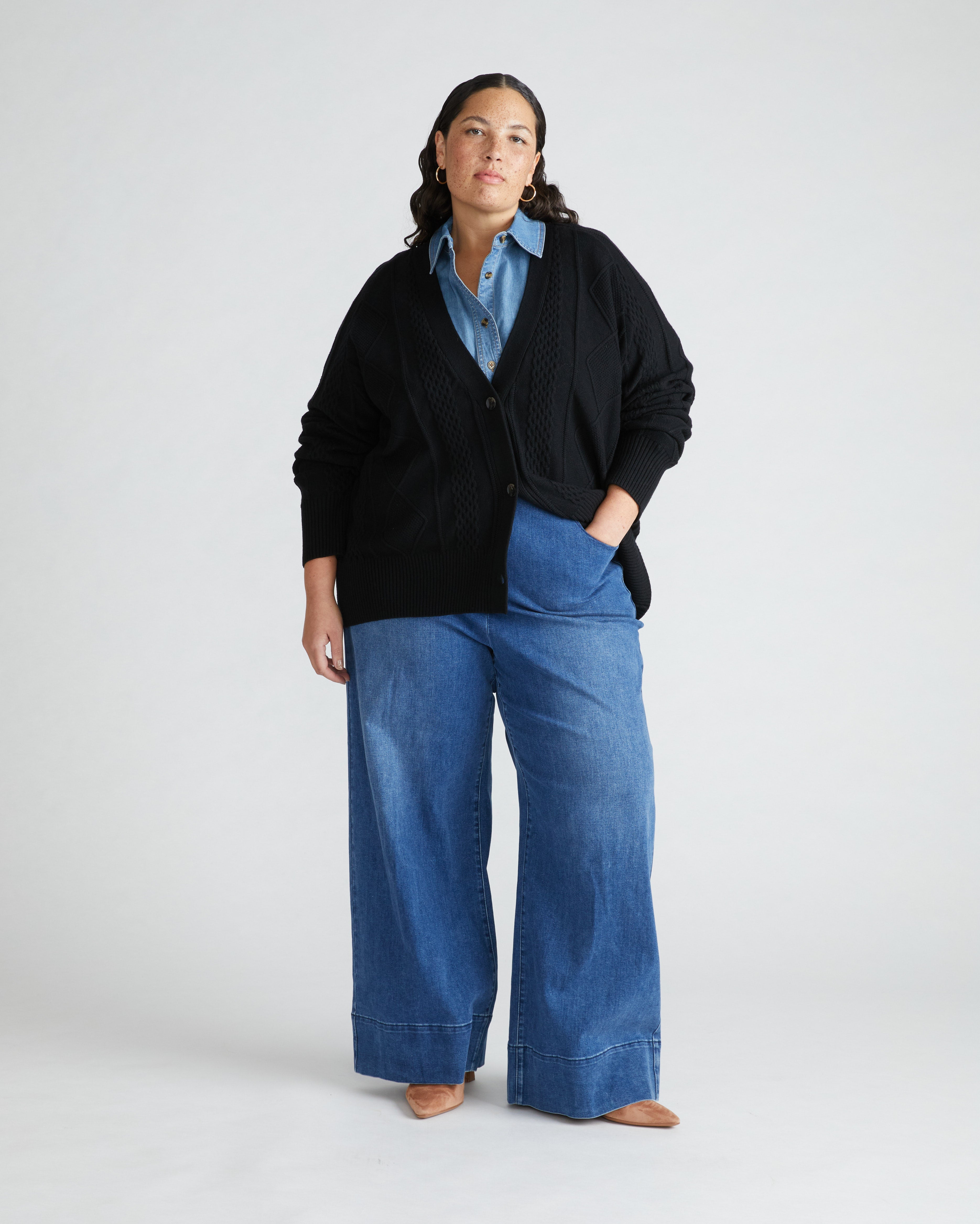 Cable Knit Cardigan - Black