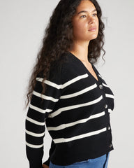 Better-Than-Wool Cardigan - Black/Cream Stripe