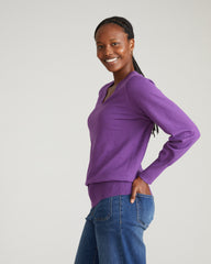 Savvy Fine Knit V Sweater - Grape