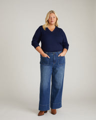 Savvy Fine Knit V Sweater - Midnight