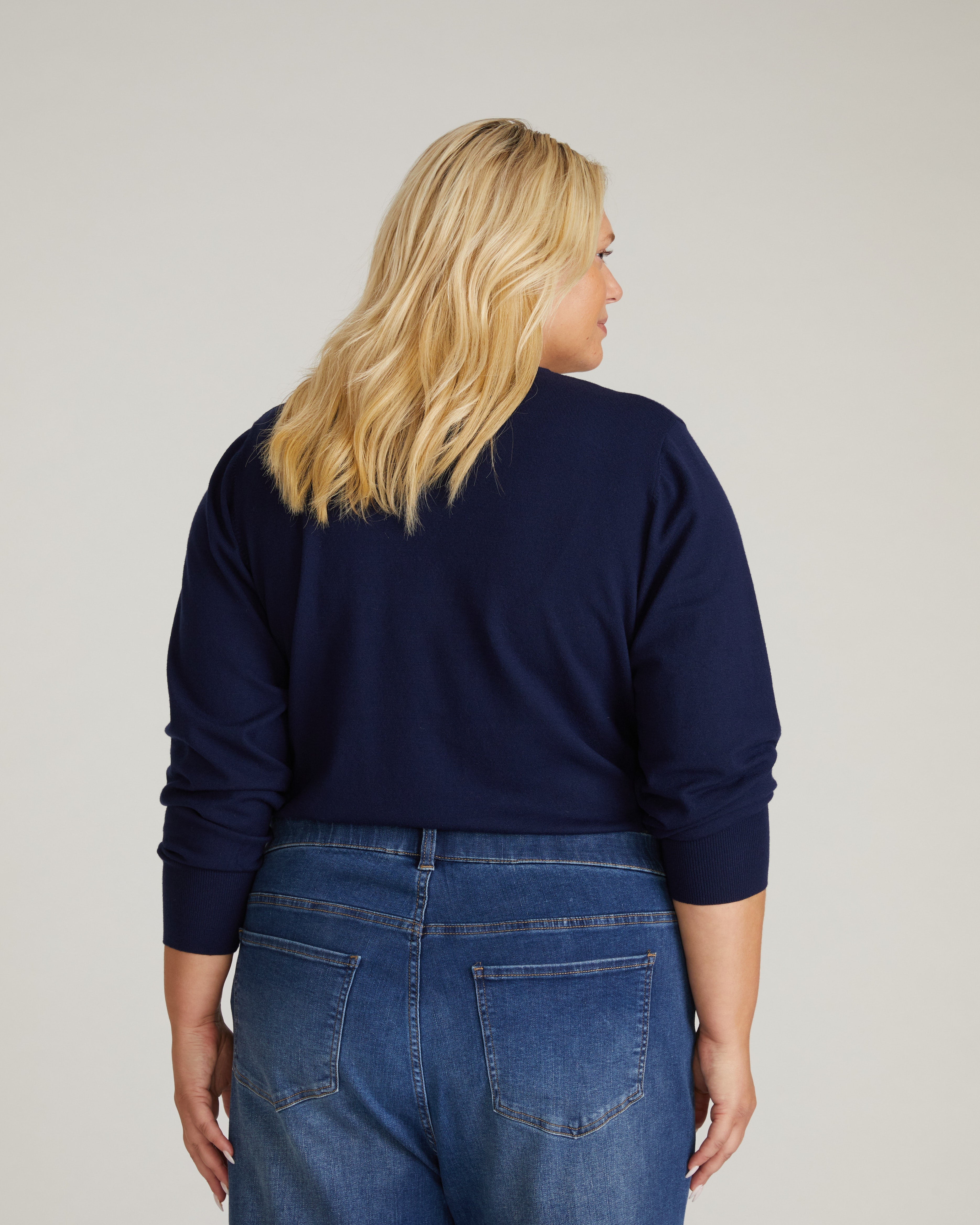 Savvy Fine Knit V Sweater - Midnight