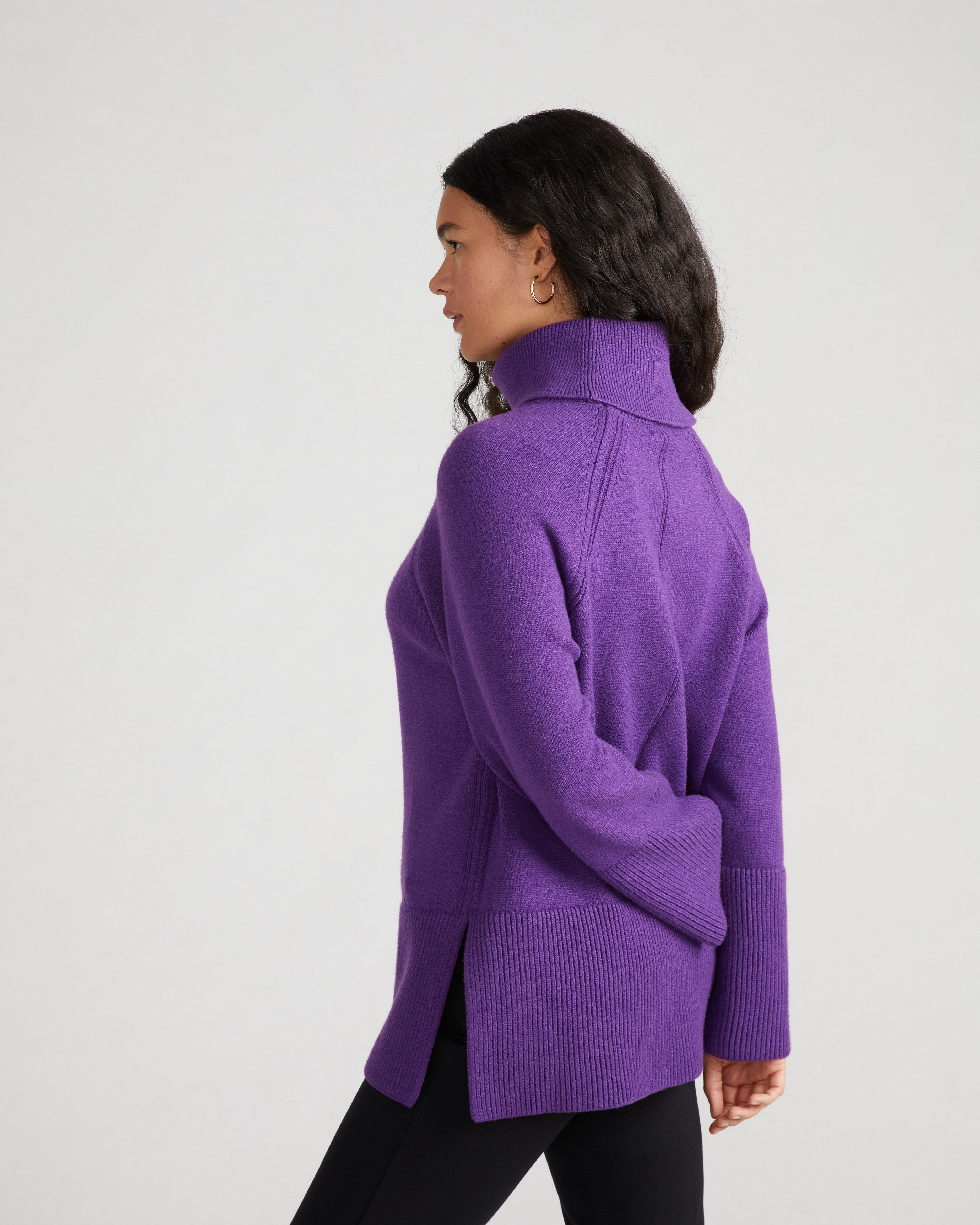 Better-Than-Wool Oversize Turtleneck Sweater - Grape