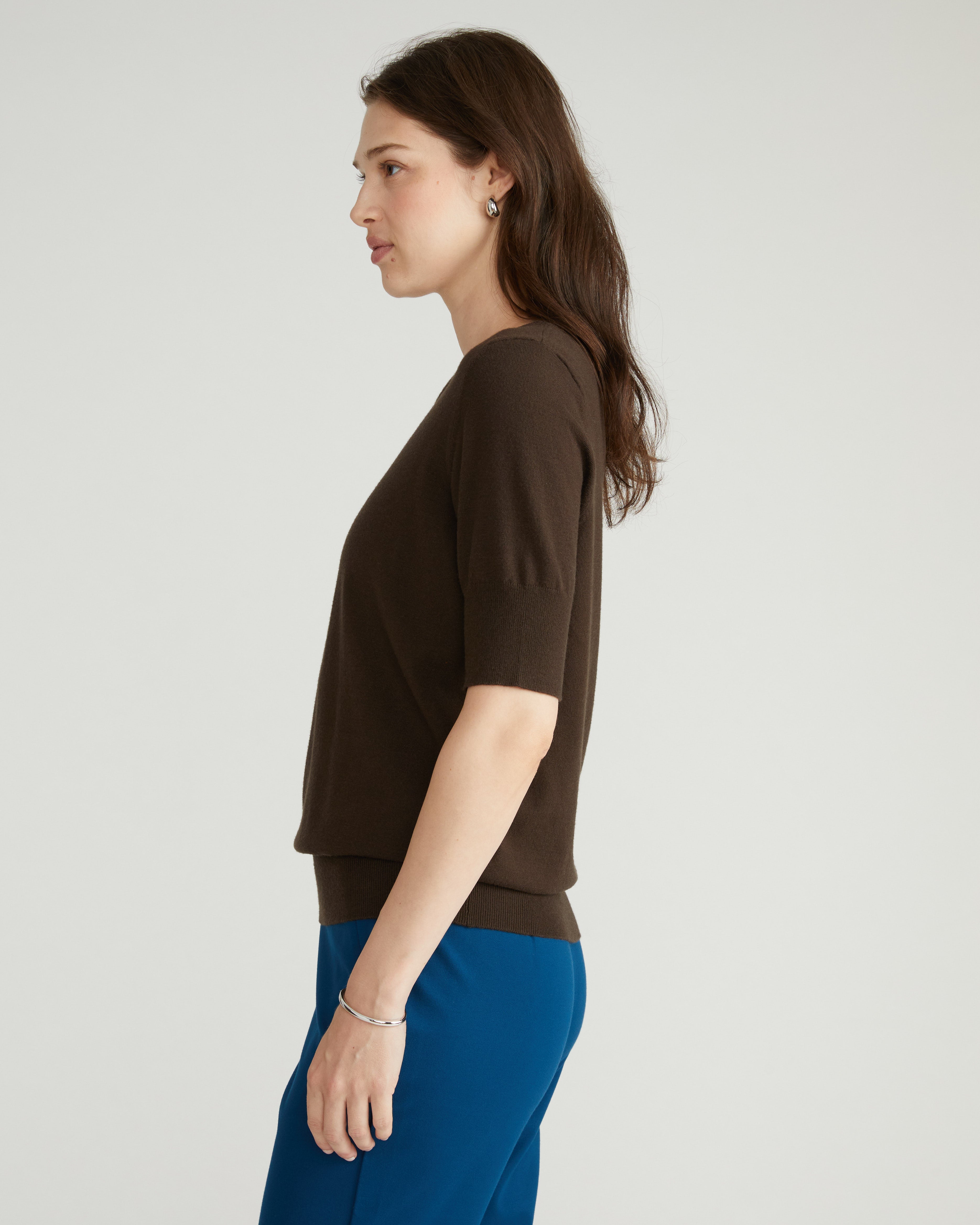 Savvy Fine Knit Sweater Top - Espresso