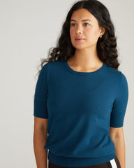 Savvy Fine Knit Sweater Top - Deep Teal