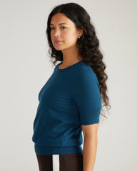 Savvy Fine Knit Sweater Top - Deep Teal