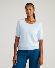 Savvy Fine Knit Sweater Top - Silver Blue