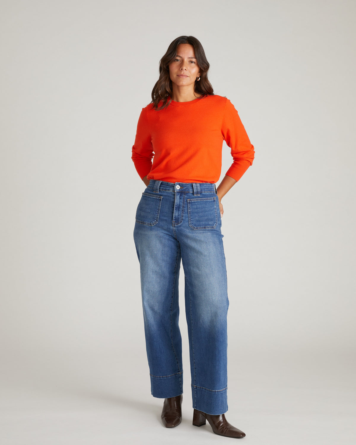 Savvy Fine Knit Crew Sweater - Poppy