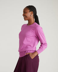 Savvy Fine Knit Crew Sweater - Purple Vision