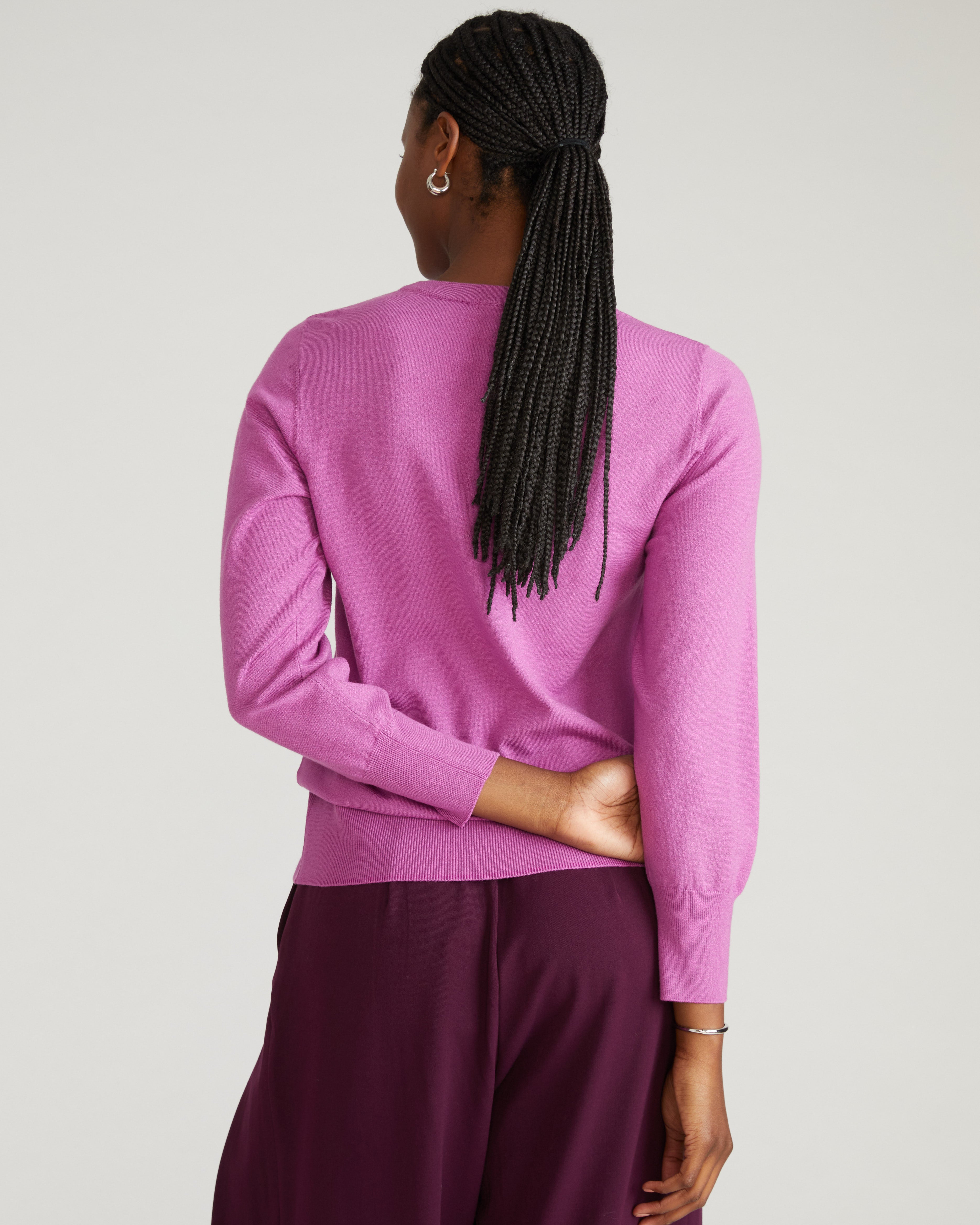Savvy Fine Knit Crew Sweater - Purple Vision